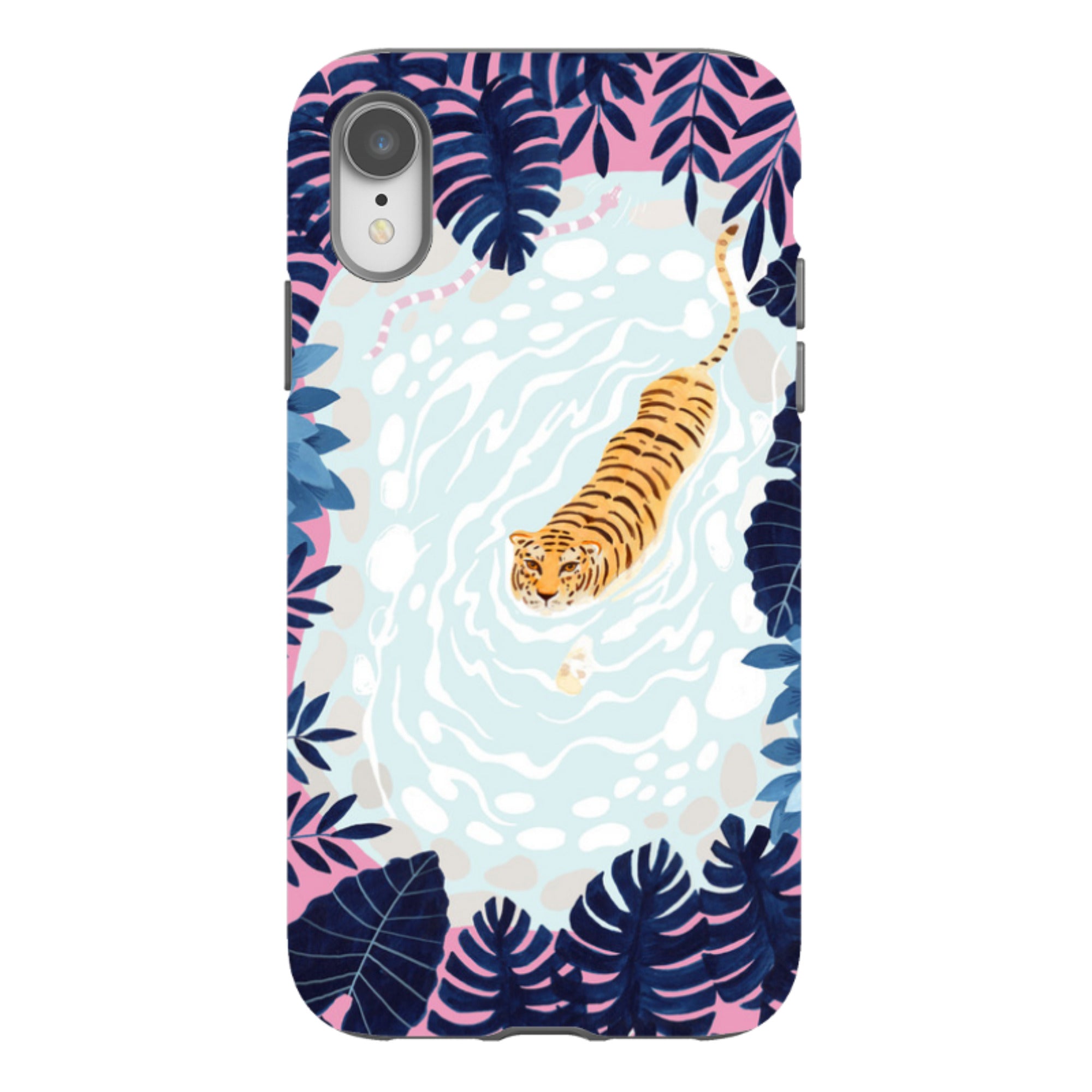 iPhone Tough Case - Swimming Tiger By Bex Parkin