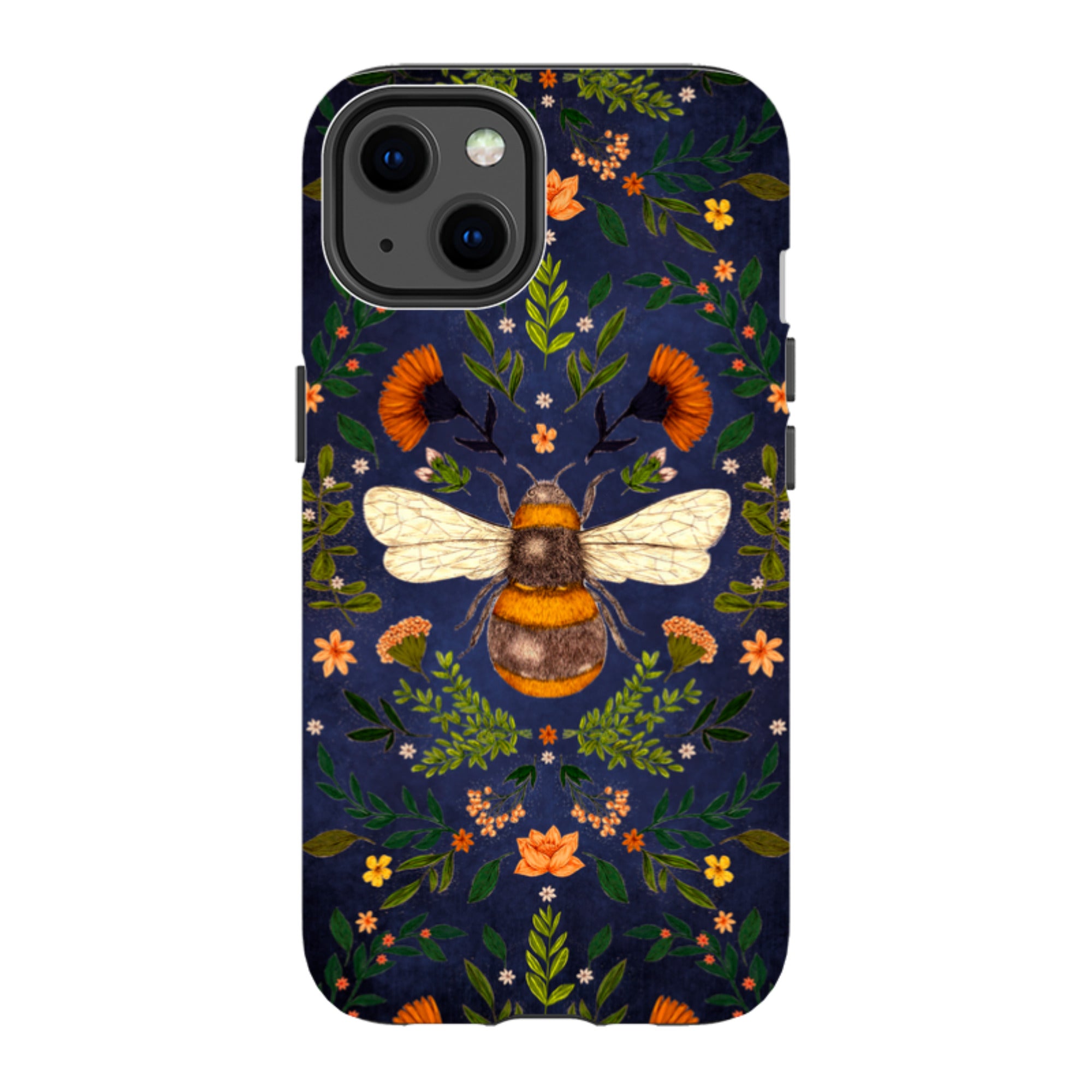 iPhone MagSafe Tough Case -  Botanical Bee Blue By Jade Mosinski