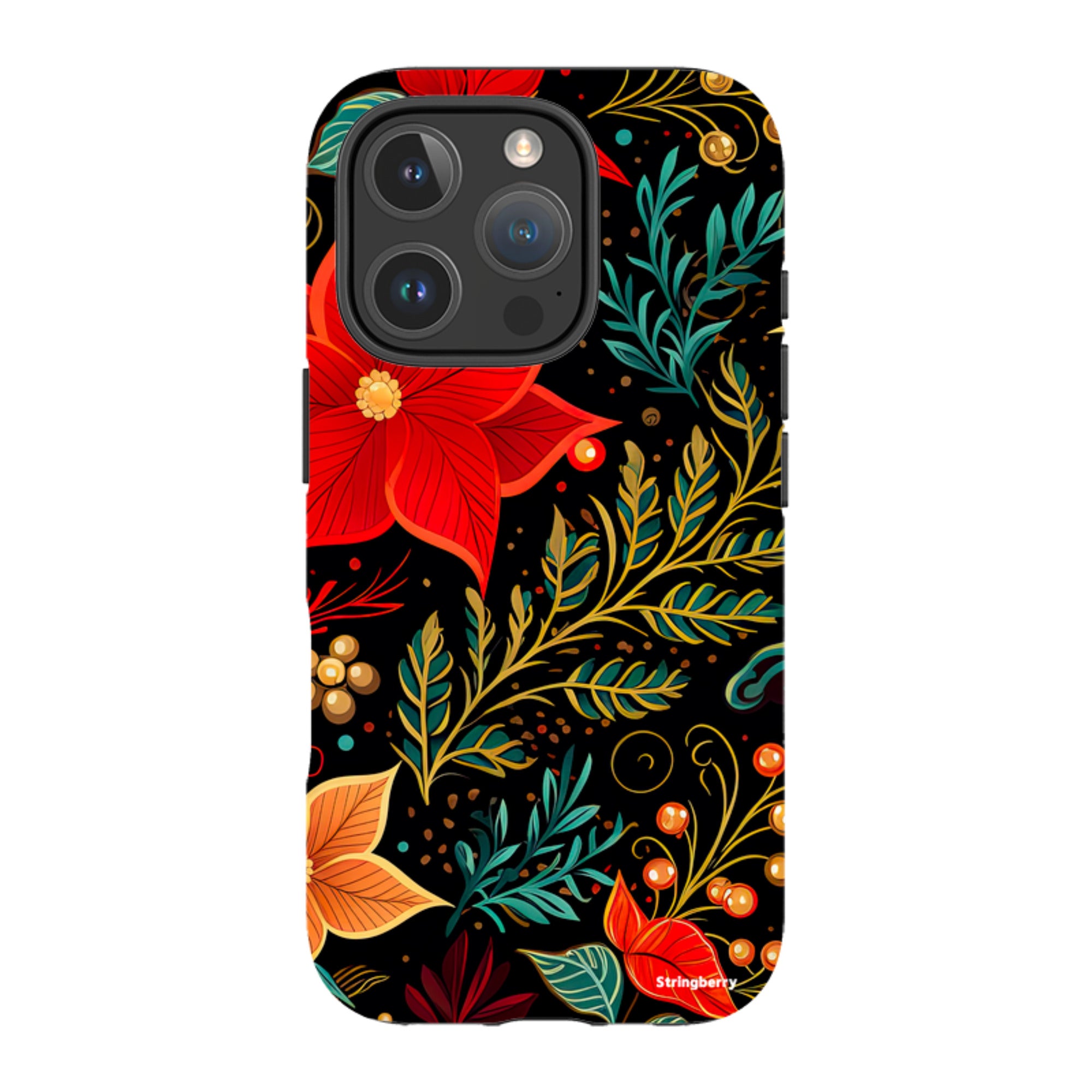 iPhone Tough Case - Red Winter Floral II