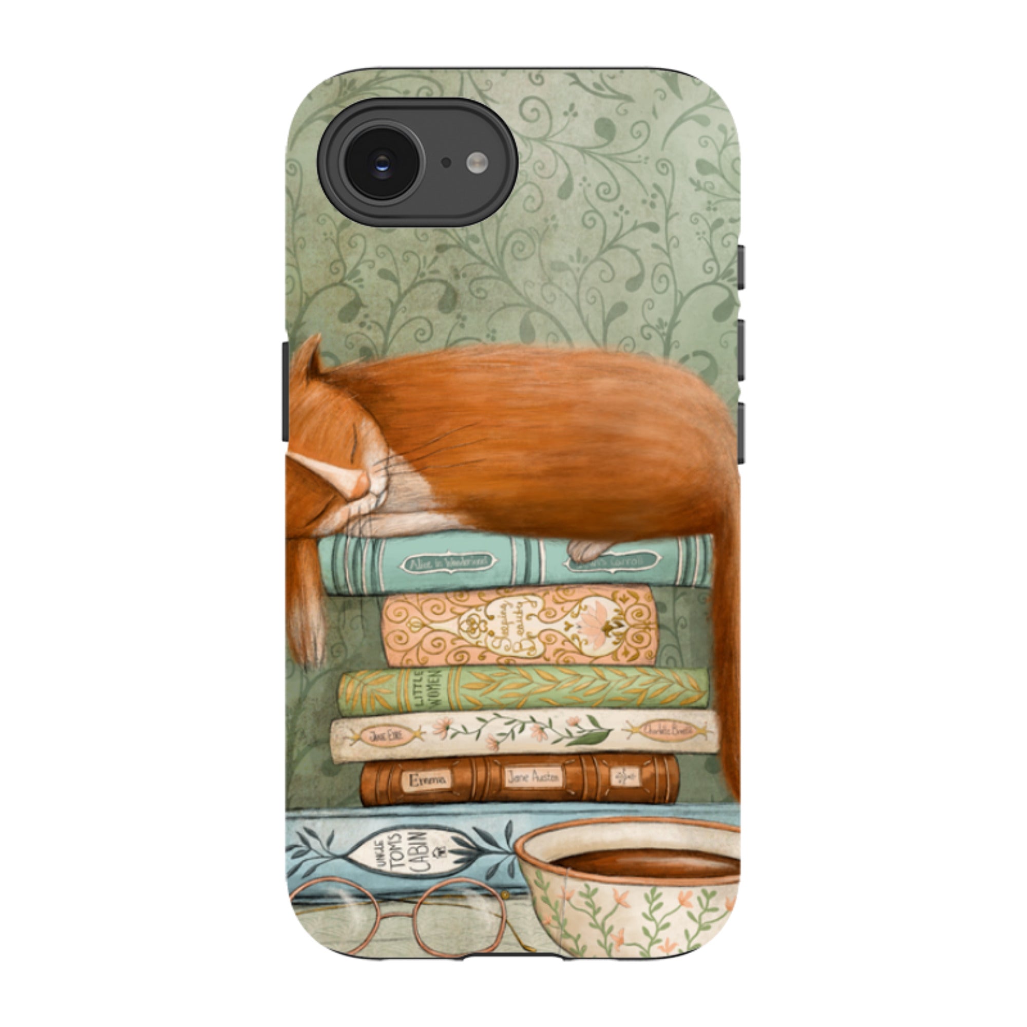 iPhone Tough Case - Cat and Books By Maja Lindberg