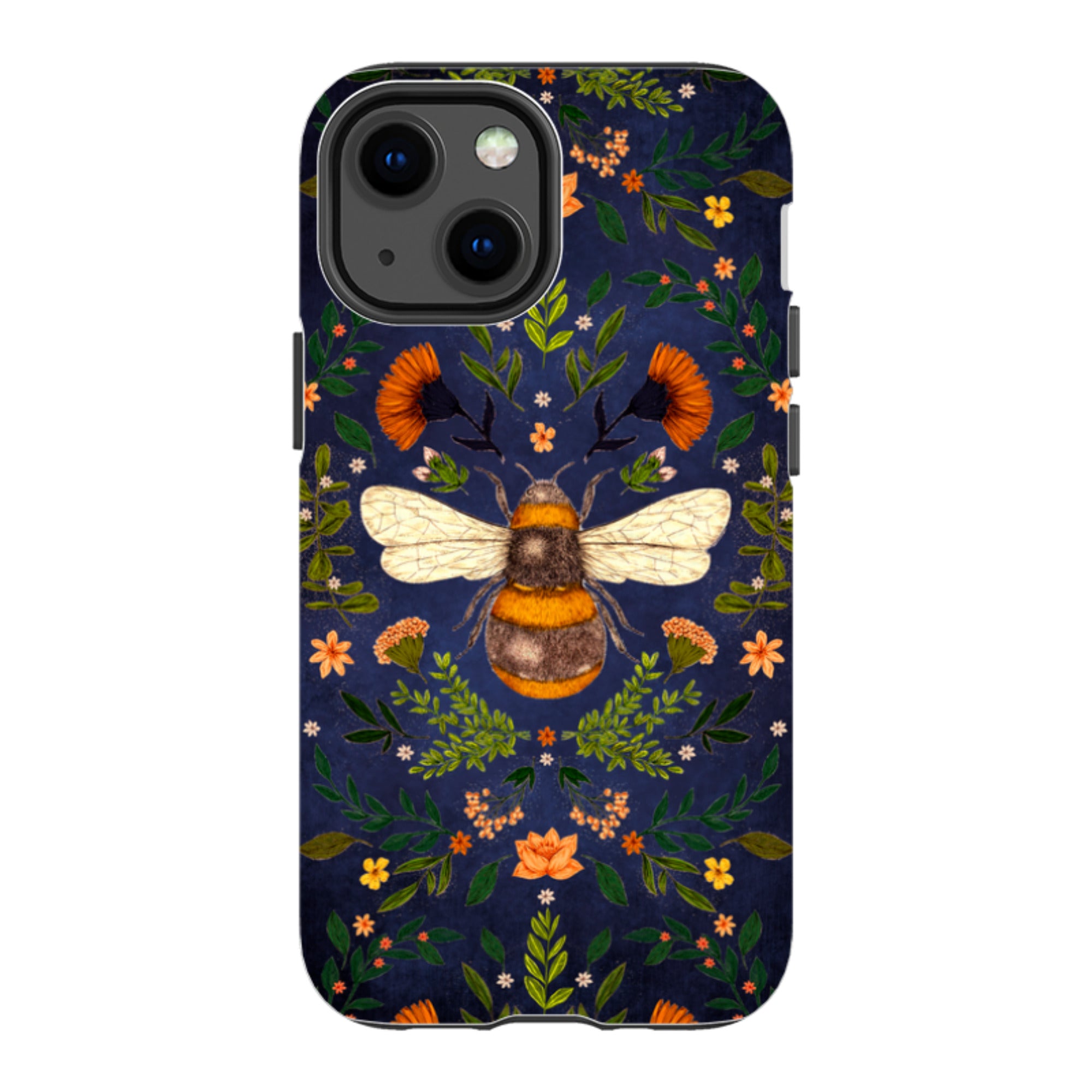 iPhone Tough Case - Botanical Bee Blue By Jade Mosinski