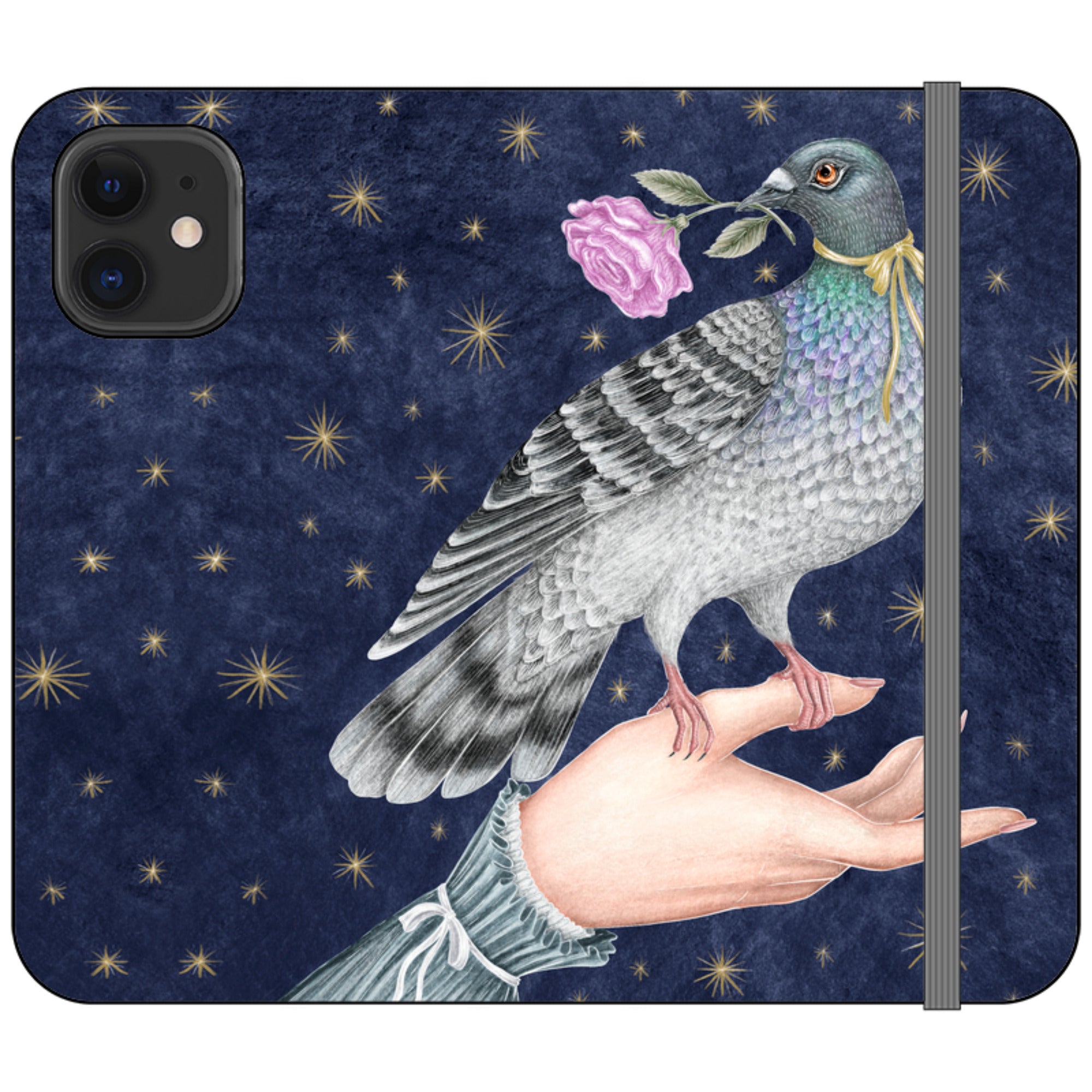 Pigeon With Rose Wallet Case By Catherine Rowe