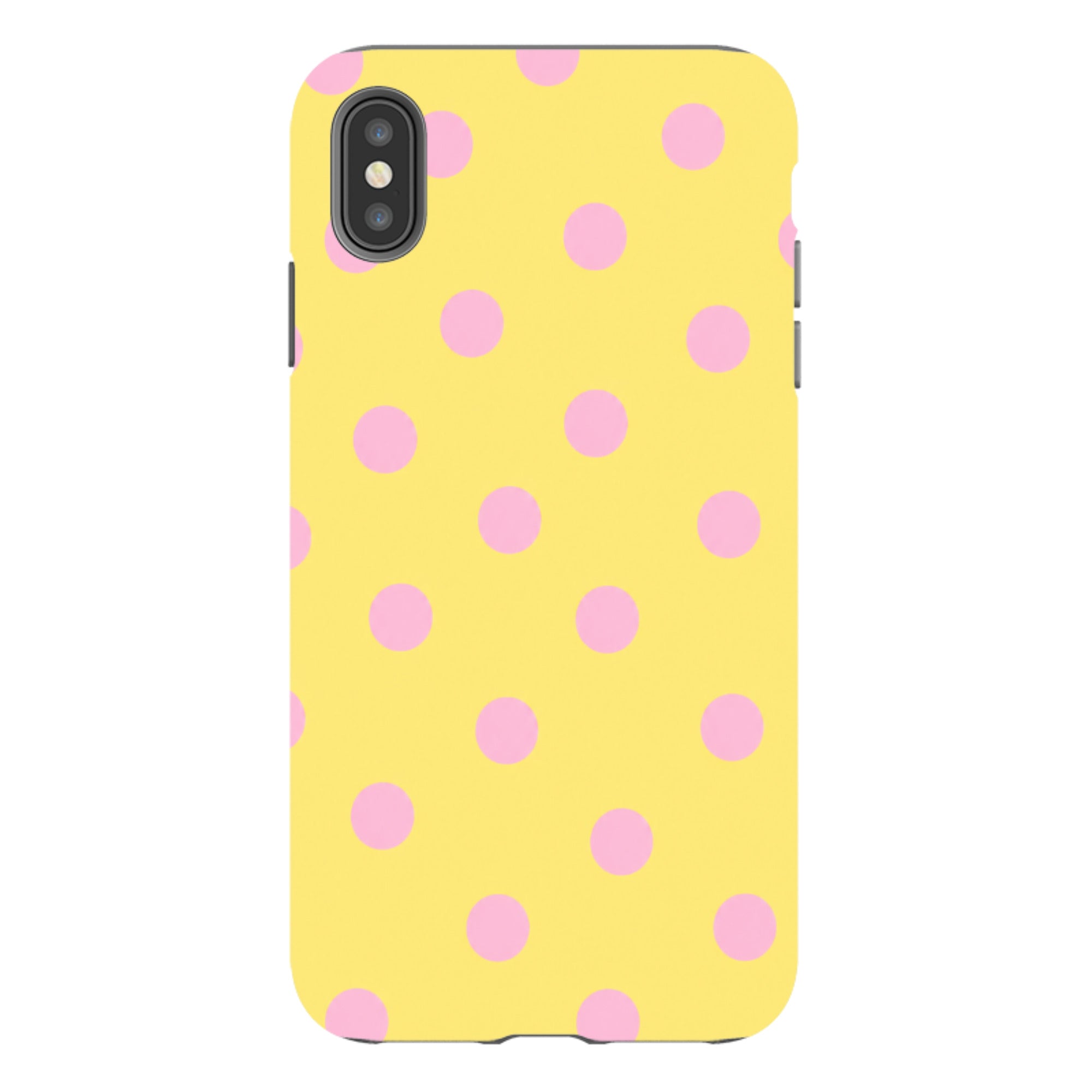 iPhone Tough Case - Yellow & Pink Polka Dot