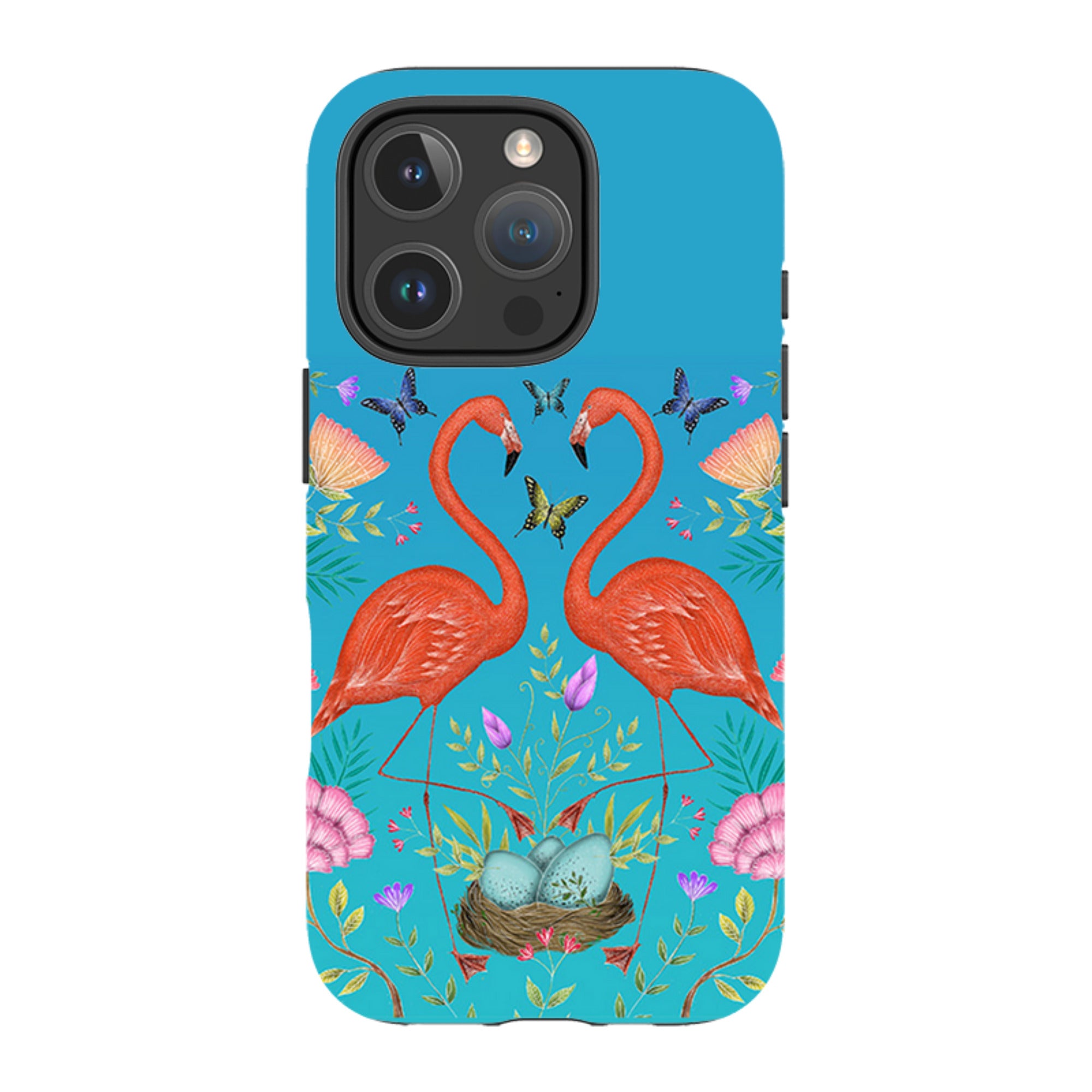 iPhone MagSafe Tough Case -  Flamingos and Flowers By Catherine Rowe