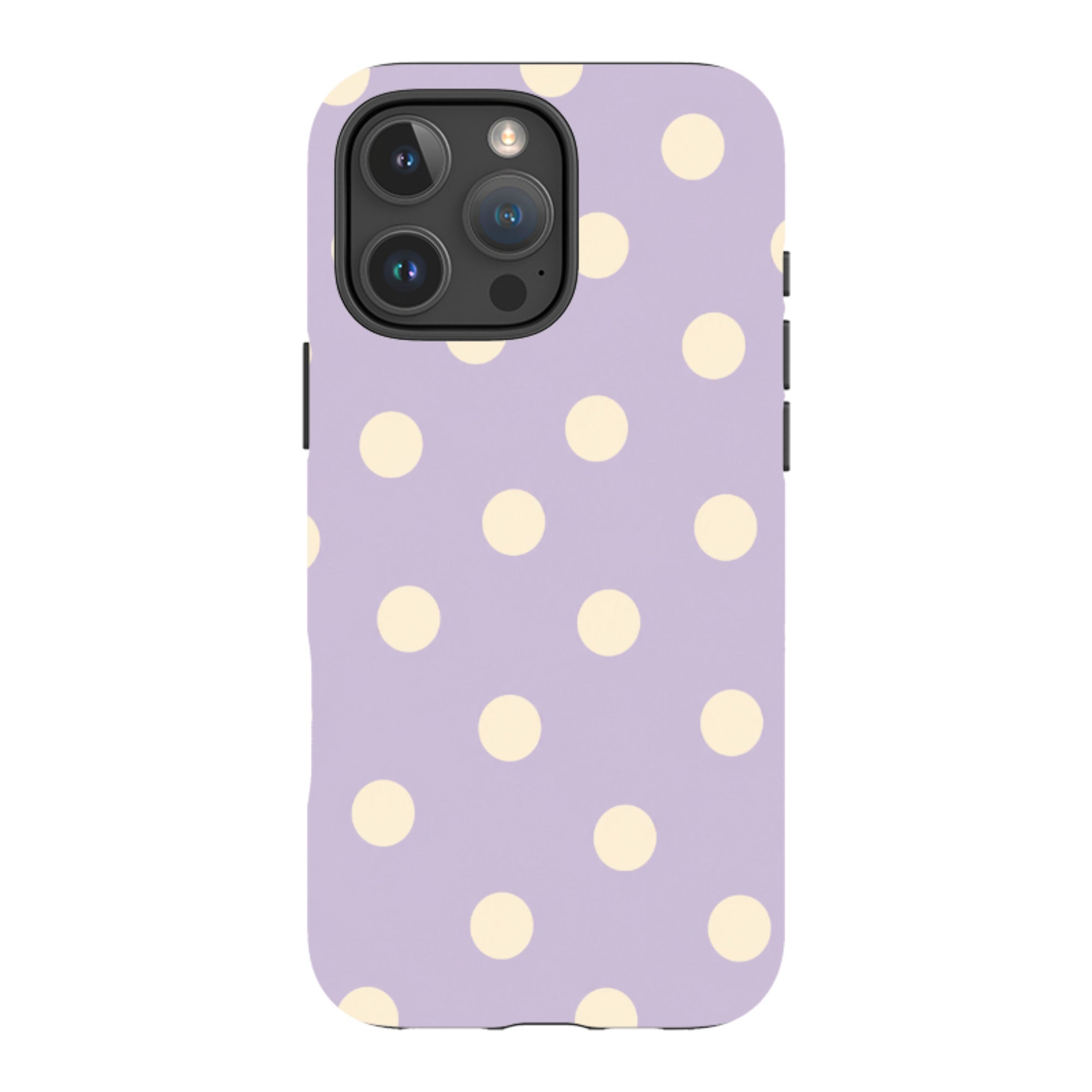 iPhone Tough Case - Pastel Purple & Cream Polka Dot