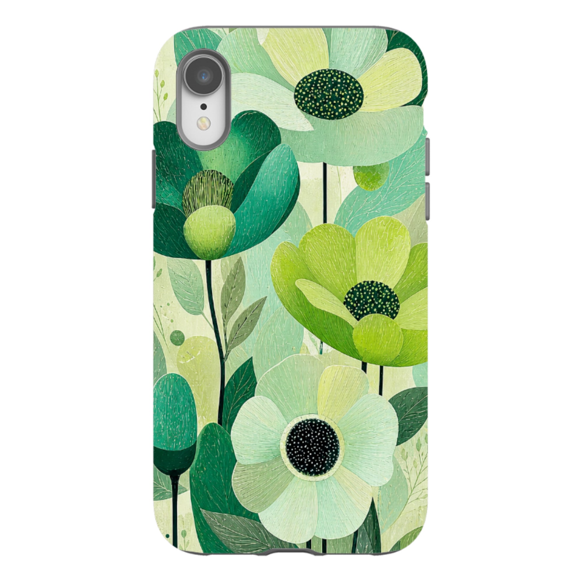 iPhone Tough Case - Mint Woodgrain Floral
