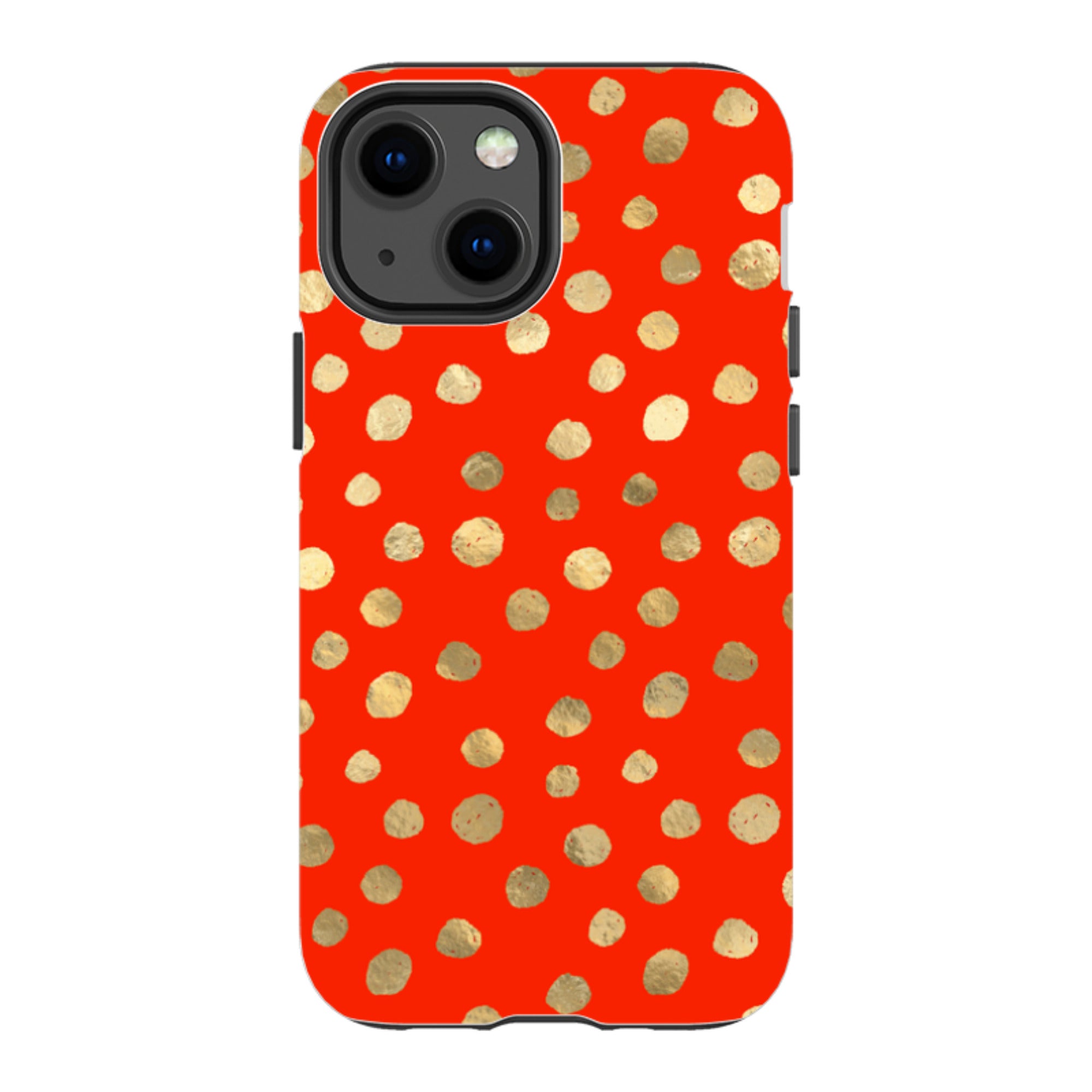 iPhone Tough Case - Red and Golden Dots