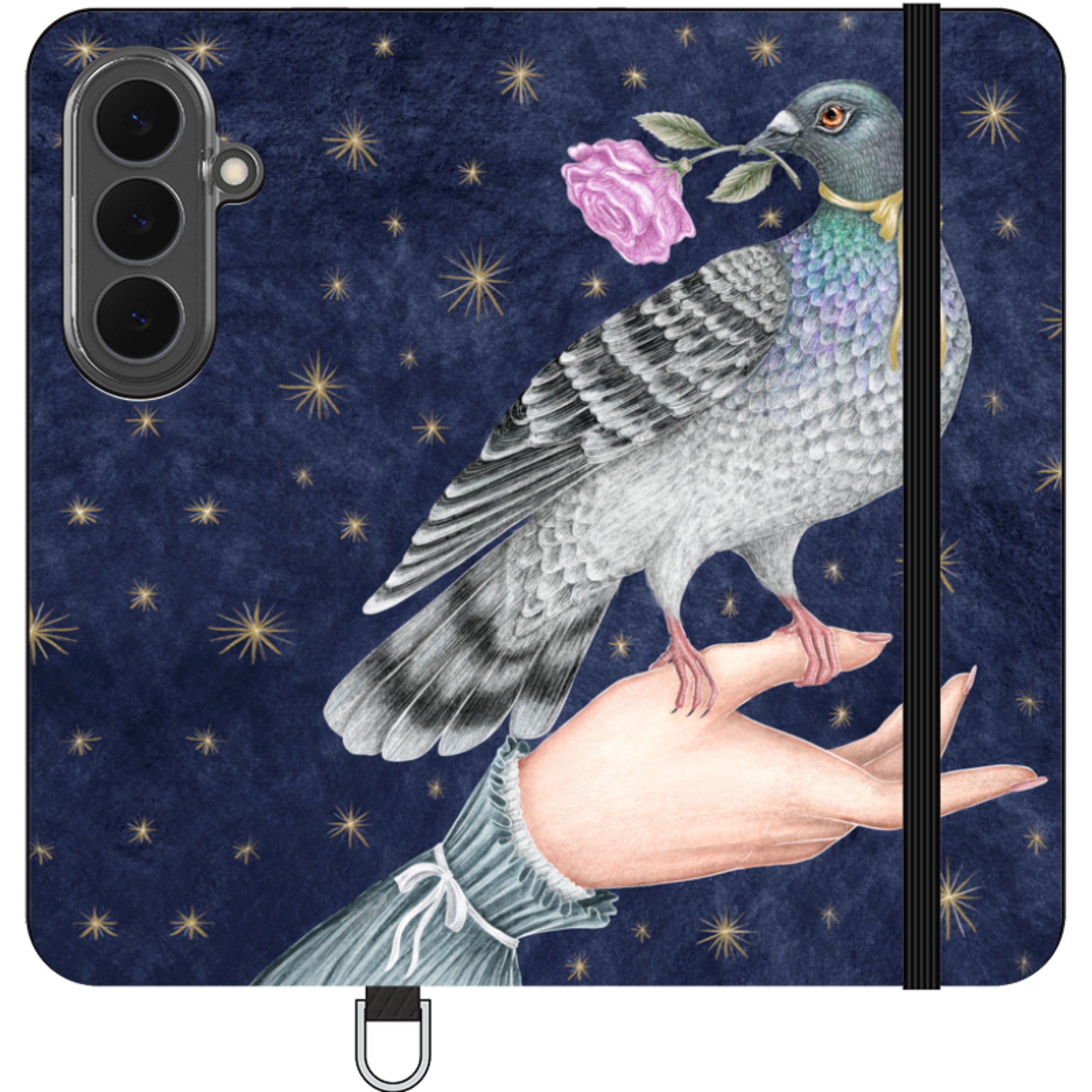 Pigeon With Rose Wallet Case By Catherine Rowe