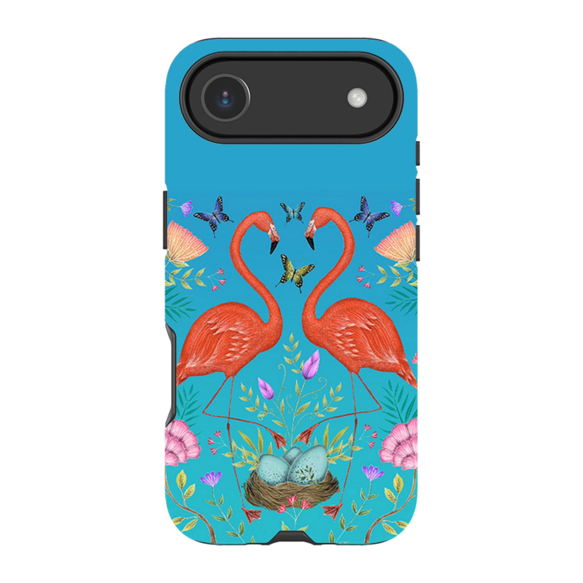 iPhone MagSafe Tough Case -  Flamingos and Flowers By Catherine Rowe