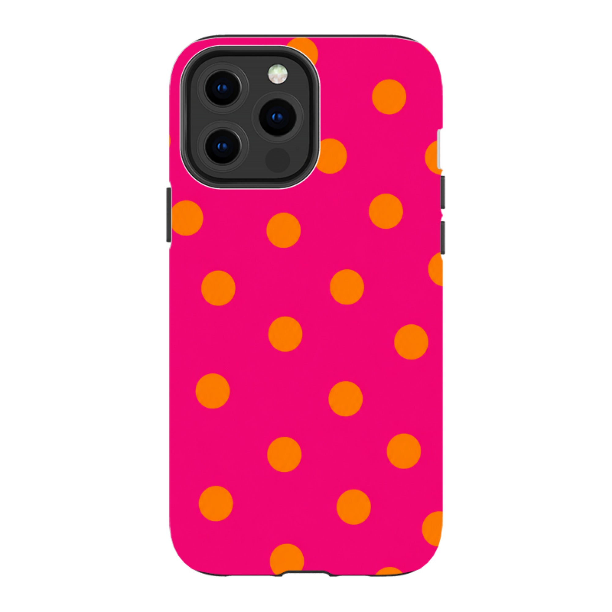 iPhone Tough Case - Hot Pink & Orange Polka Dot