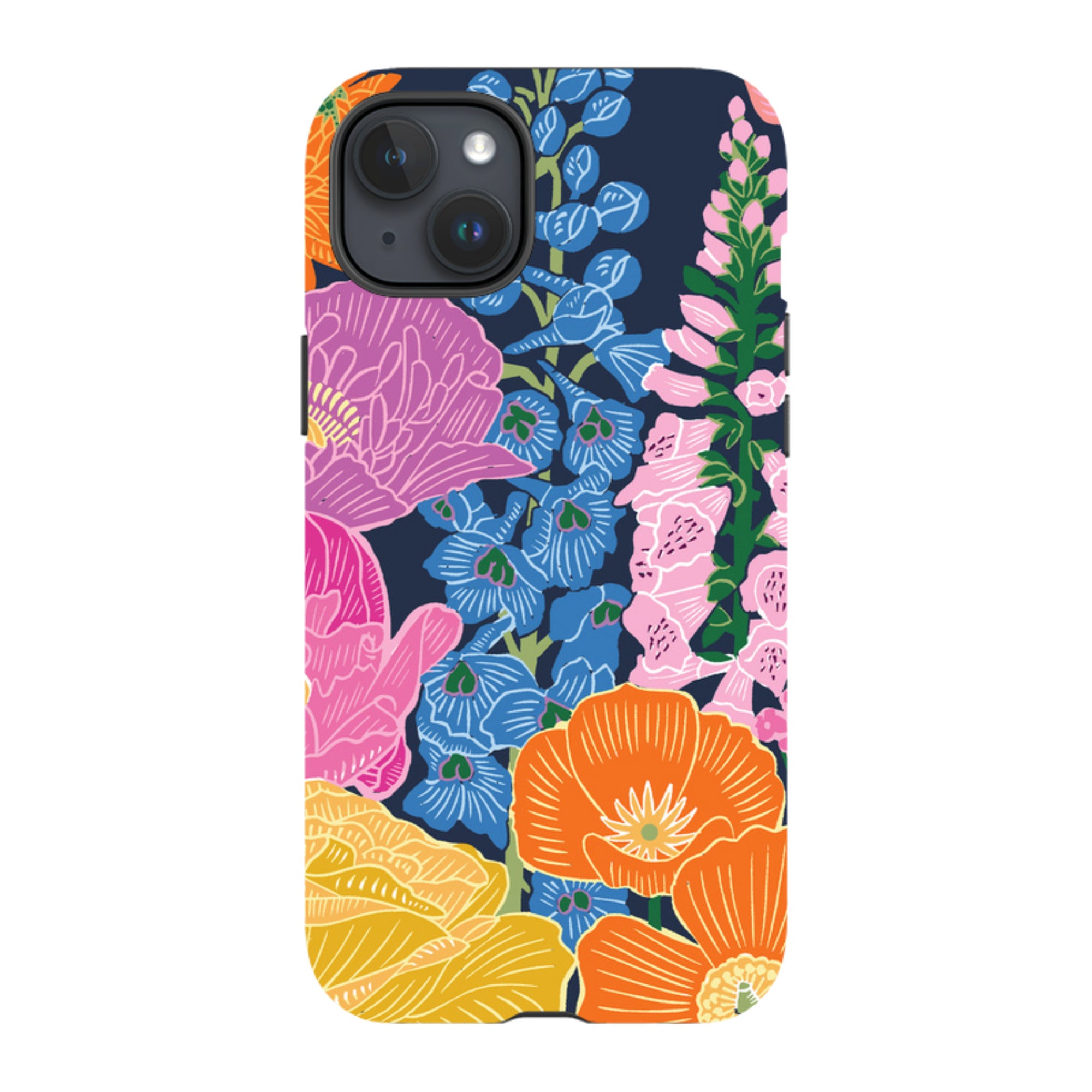iPhone Tough Case - Flower Garden Navy By kate Heiss