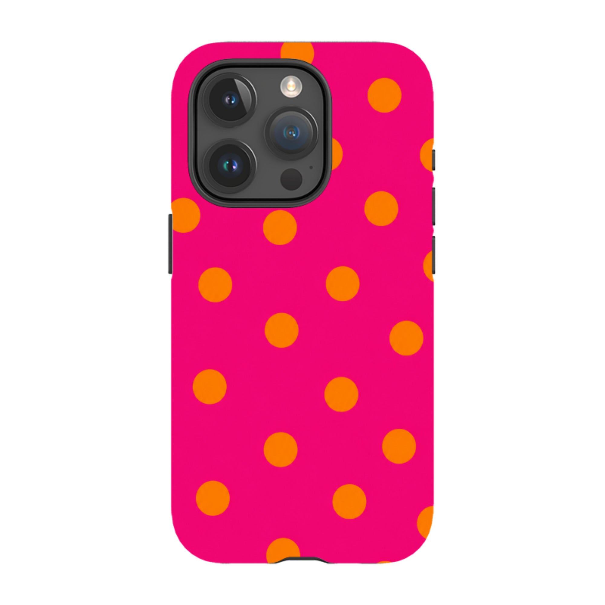 iPhone Tough Case - Hot Pink & Orange Polka Dot