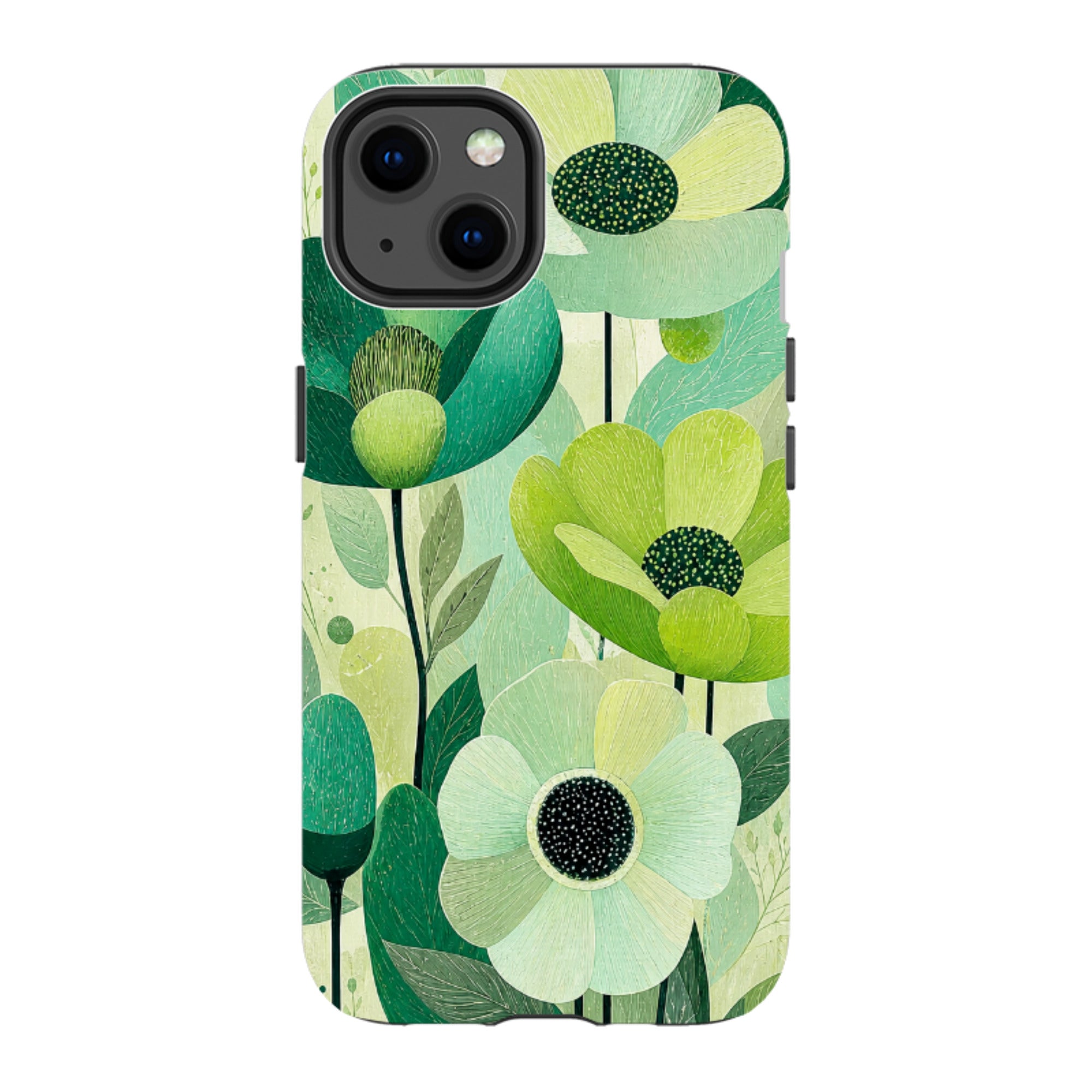 iPhone Tough Case - Mint Woodgrain Floral