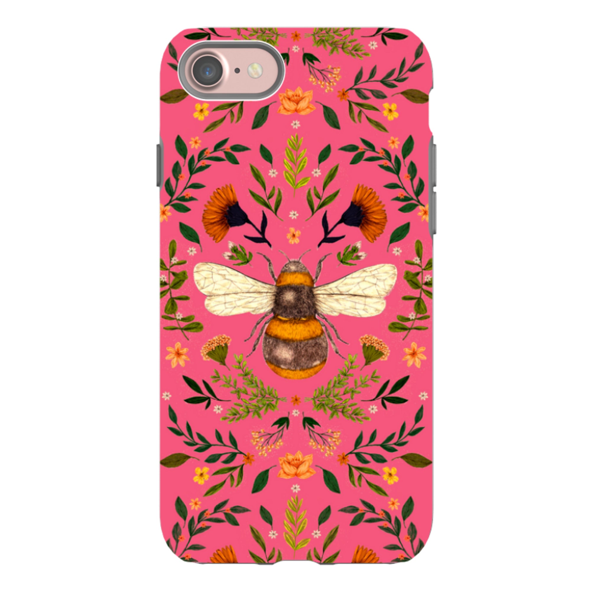 iPhone Tough Case - Botanical Bee Peach By Jade Mosinski