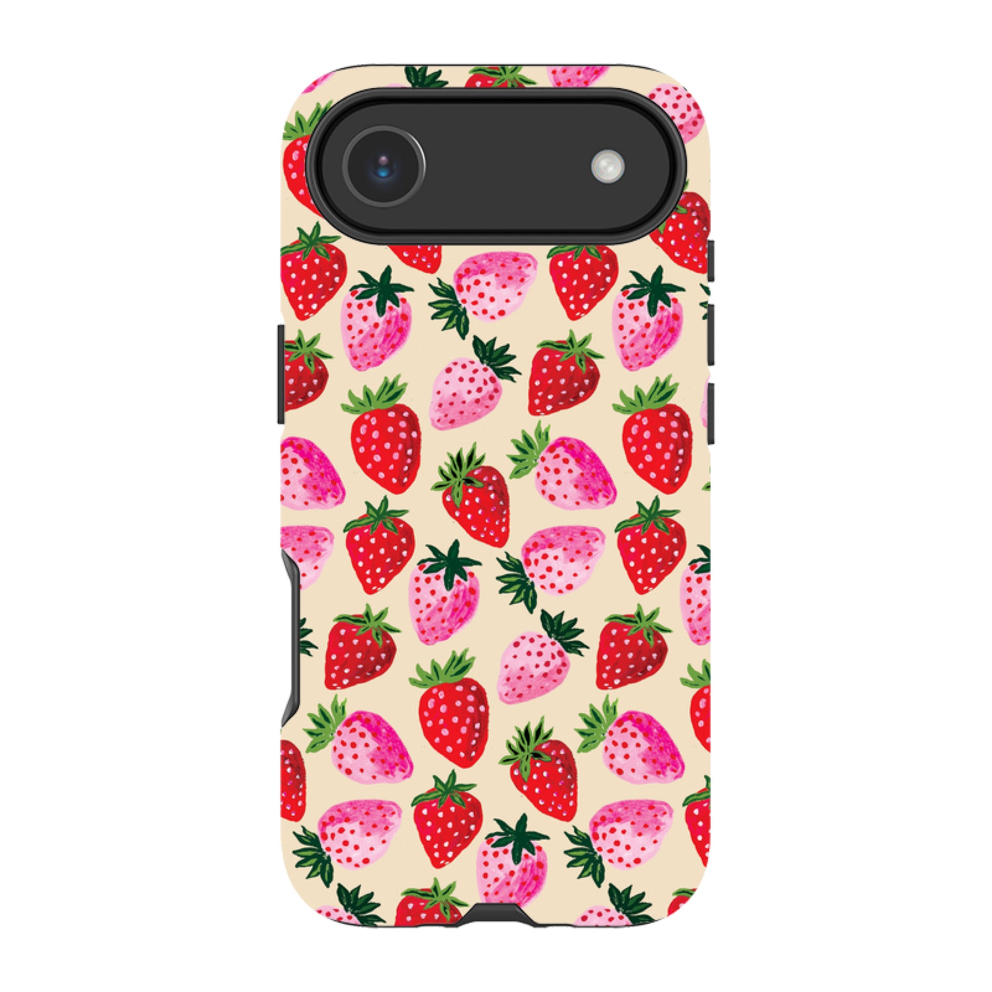 iPhone Tough Case - Strawberry Scatter Cream By Emma Frances Grant