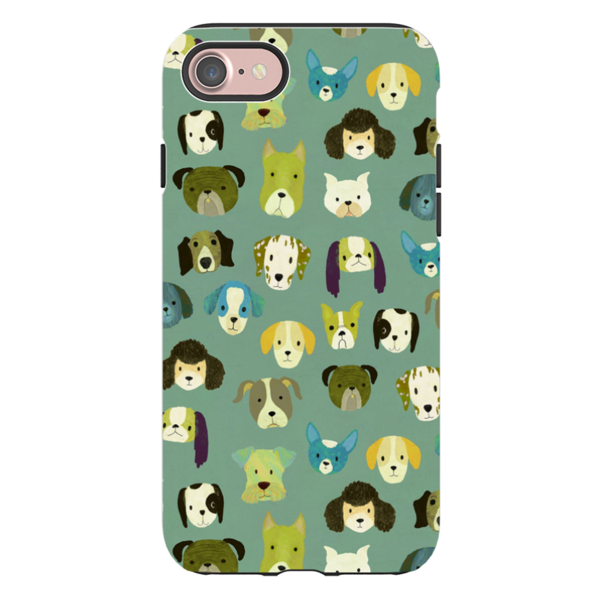 iPhone Tough Case - Dog Heads Green By Katherine Quinn