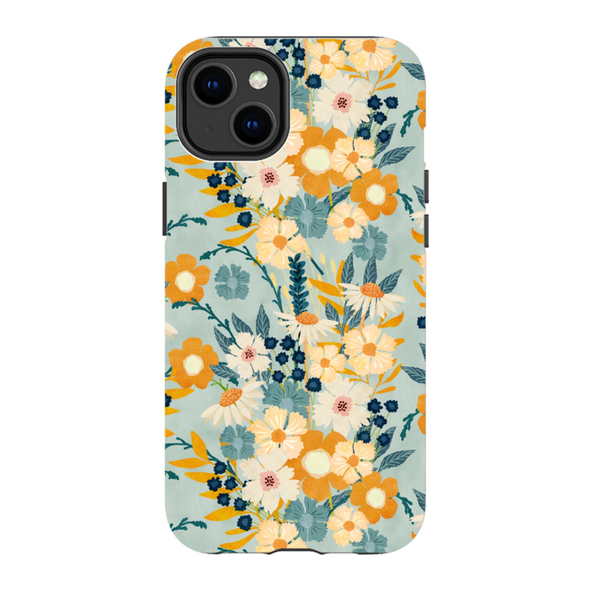 iPhone MagSafe Tough Case - Yellow And Blue Floral By Katherine Quinn