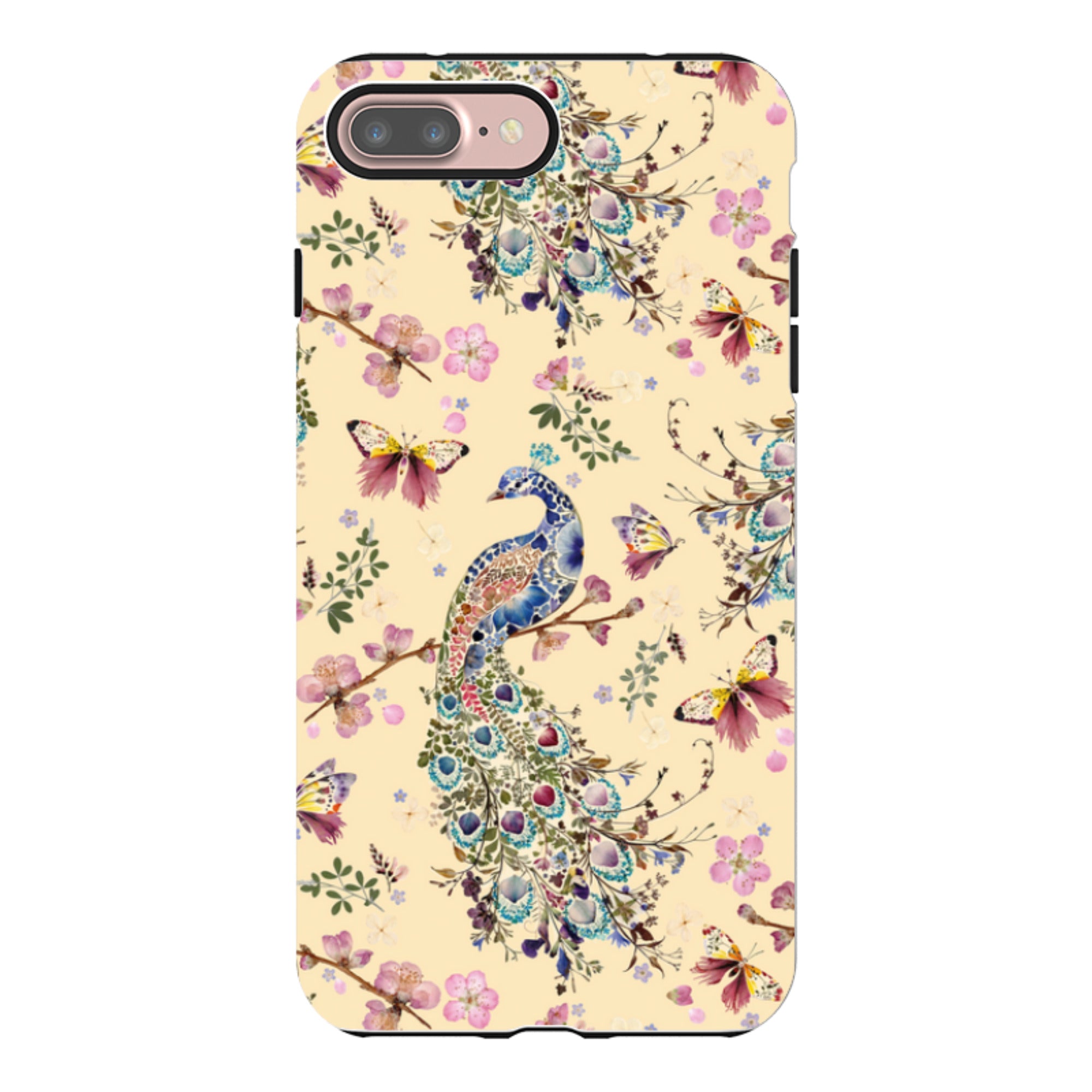 iPhone Tough Case - Peacock and Cherry Blossoms Lilly By Helen Ahpornsiri