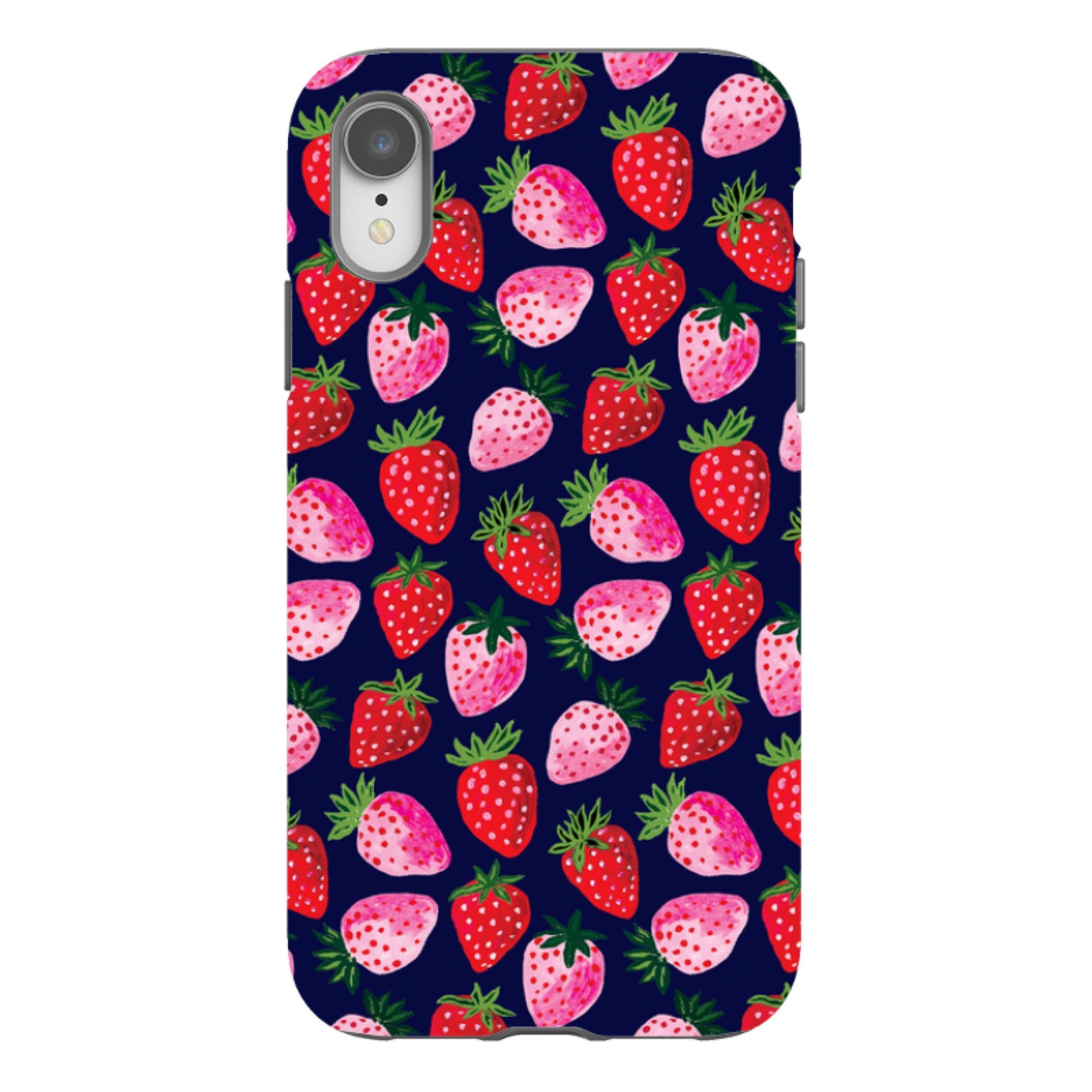 iPhone Tough Case - Strawberry Scatter Navy By Emma Frances Grant