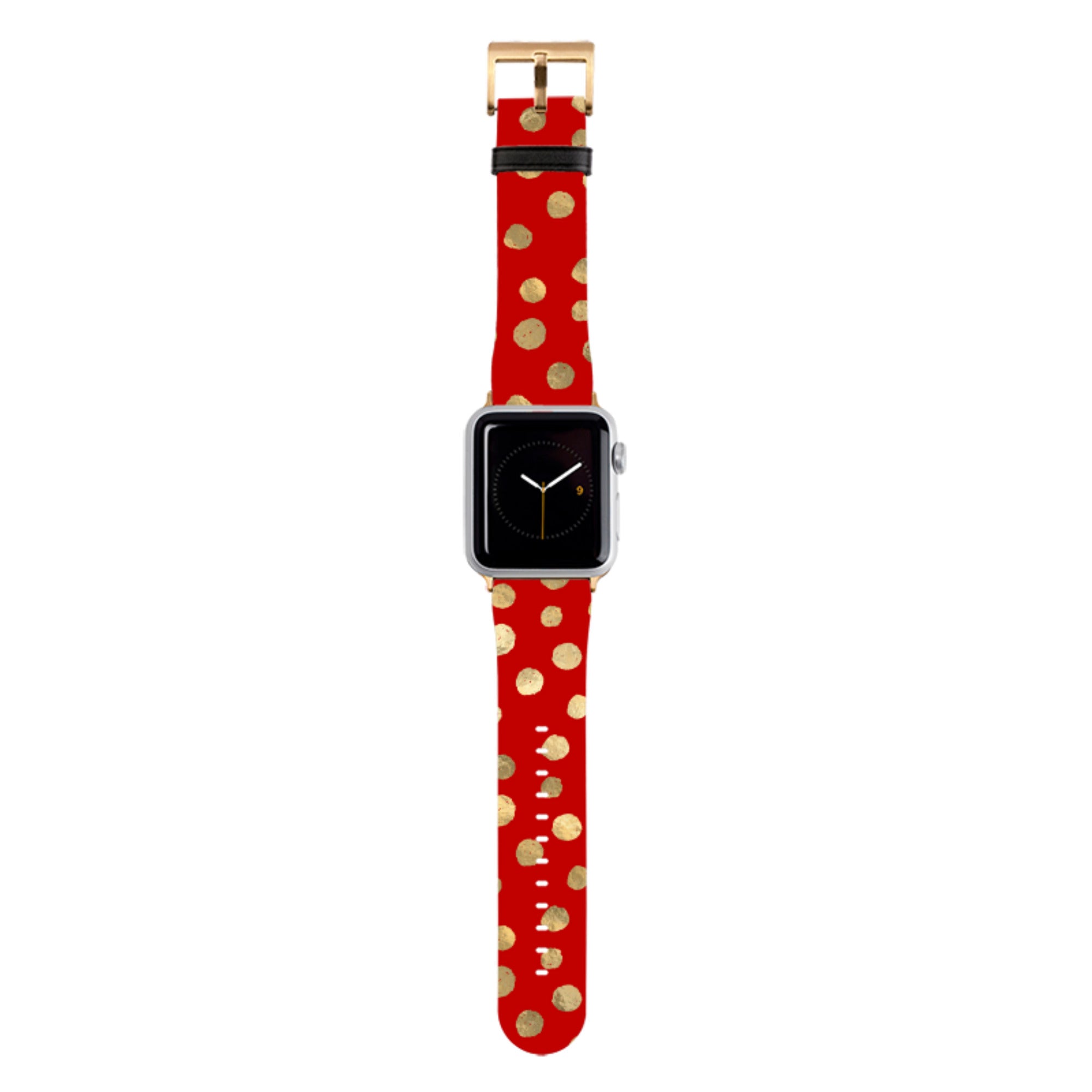 Burgundy and Gold Stars Apple Watch Strap