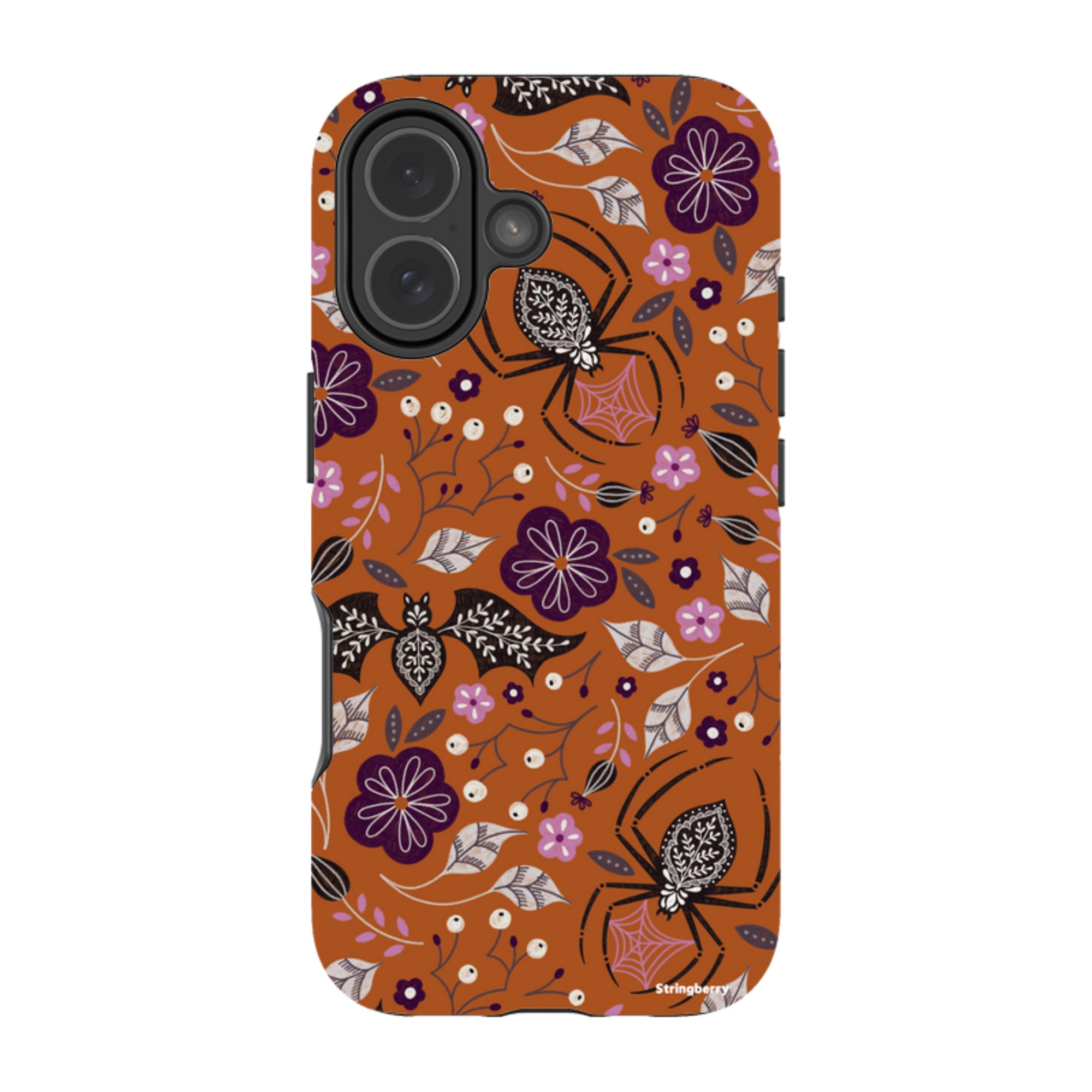 iPhone MagSafe Tough Case -  Spider Bat Pattern Orange By Jenny Zemanek