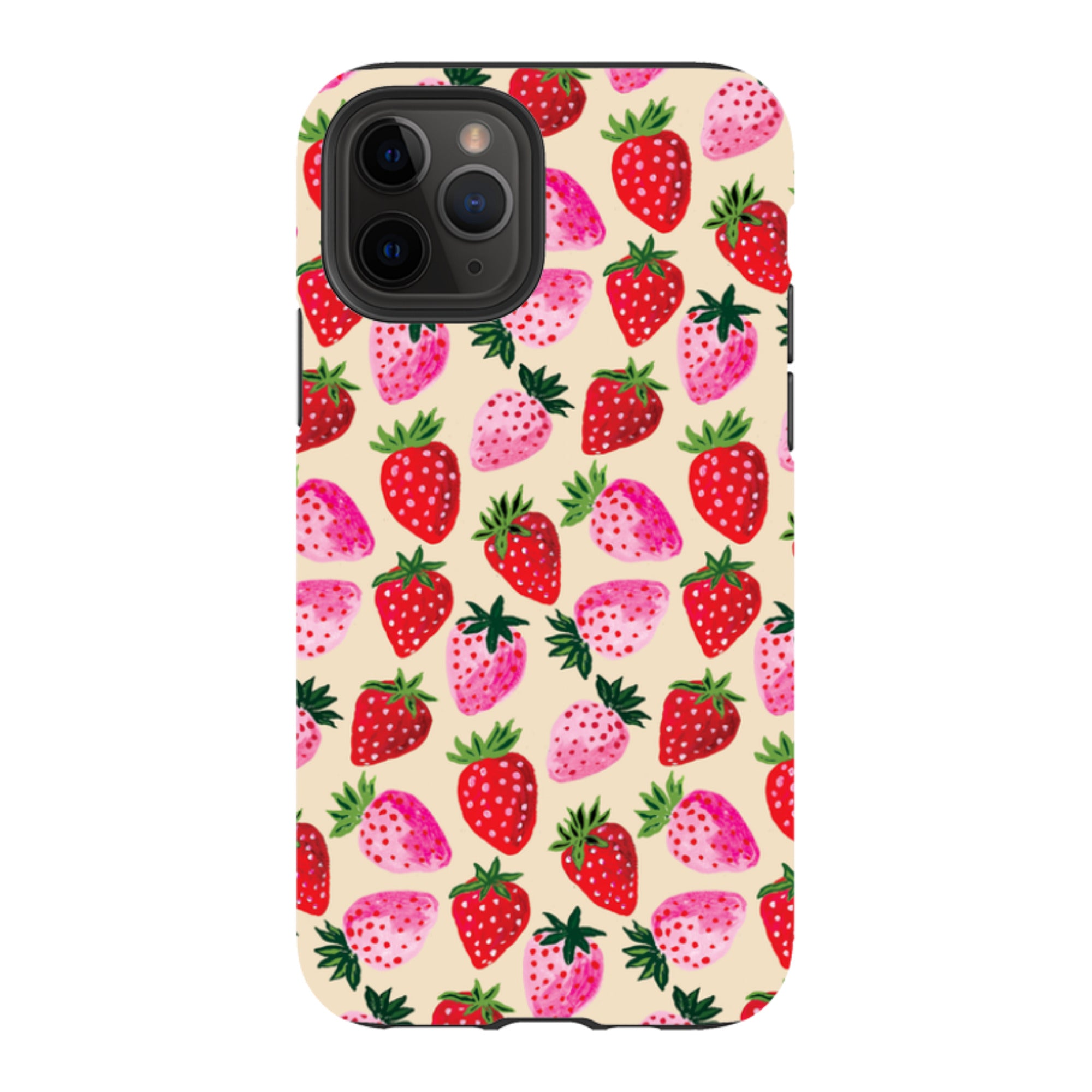 iPhone Tough Case - Strawberry Scatter Cream By Emma Frances Grant