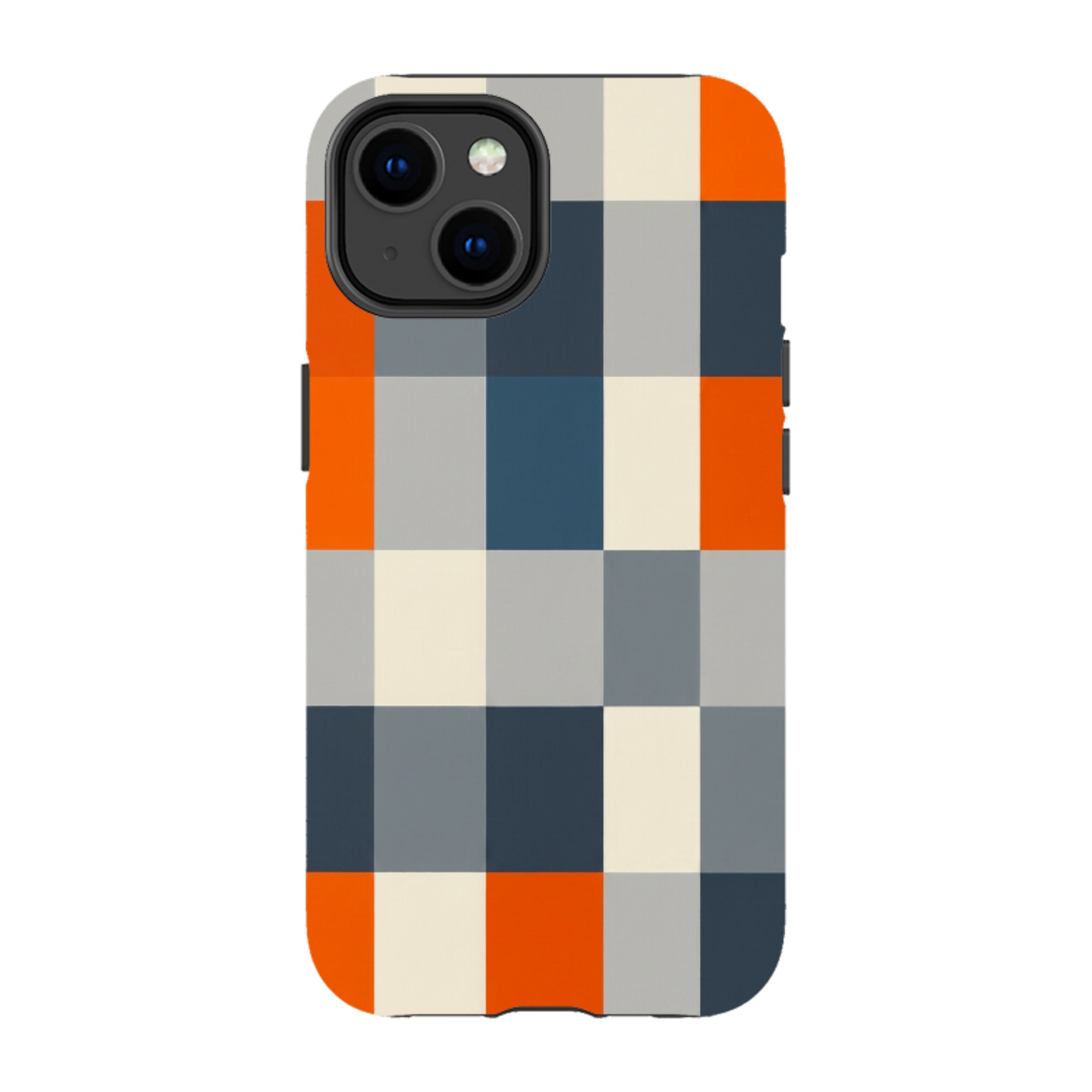 iPhone Tough Case - Navy Blue & Orange Plaid