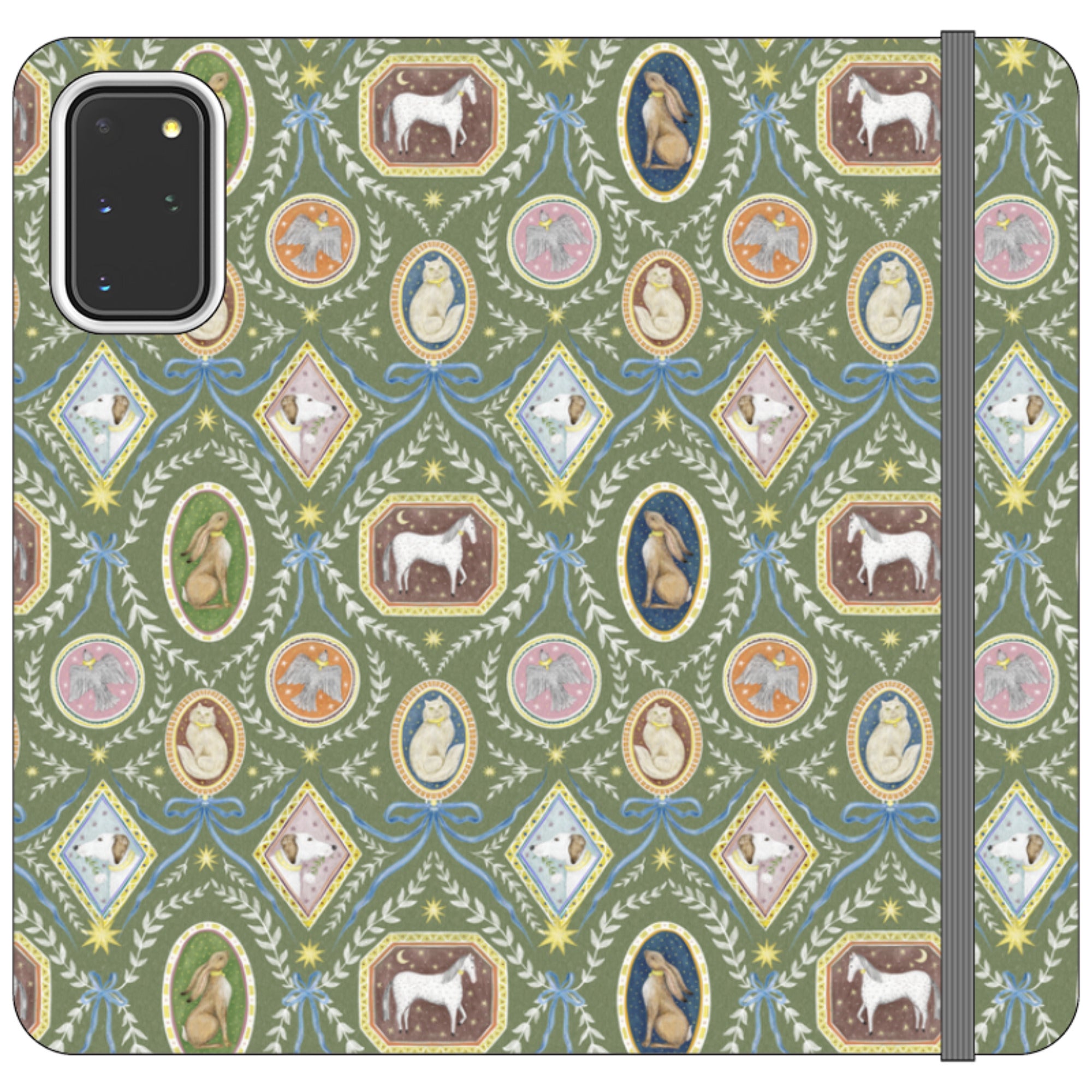 Charleston Moss Green Wallet Case By Catherine Rowe