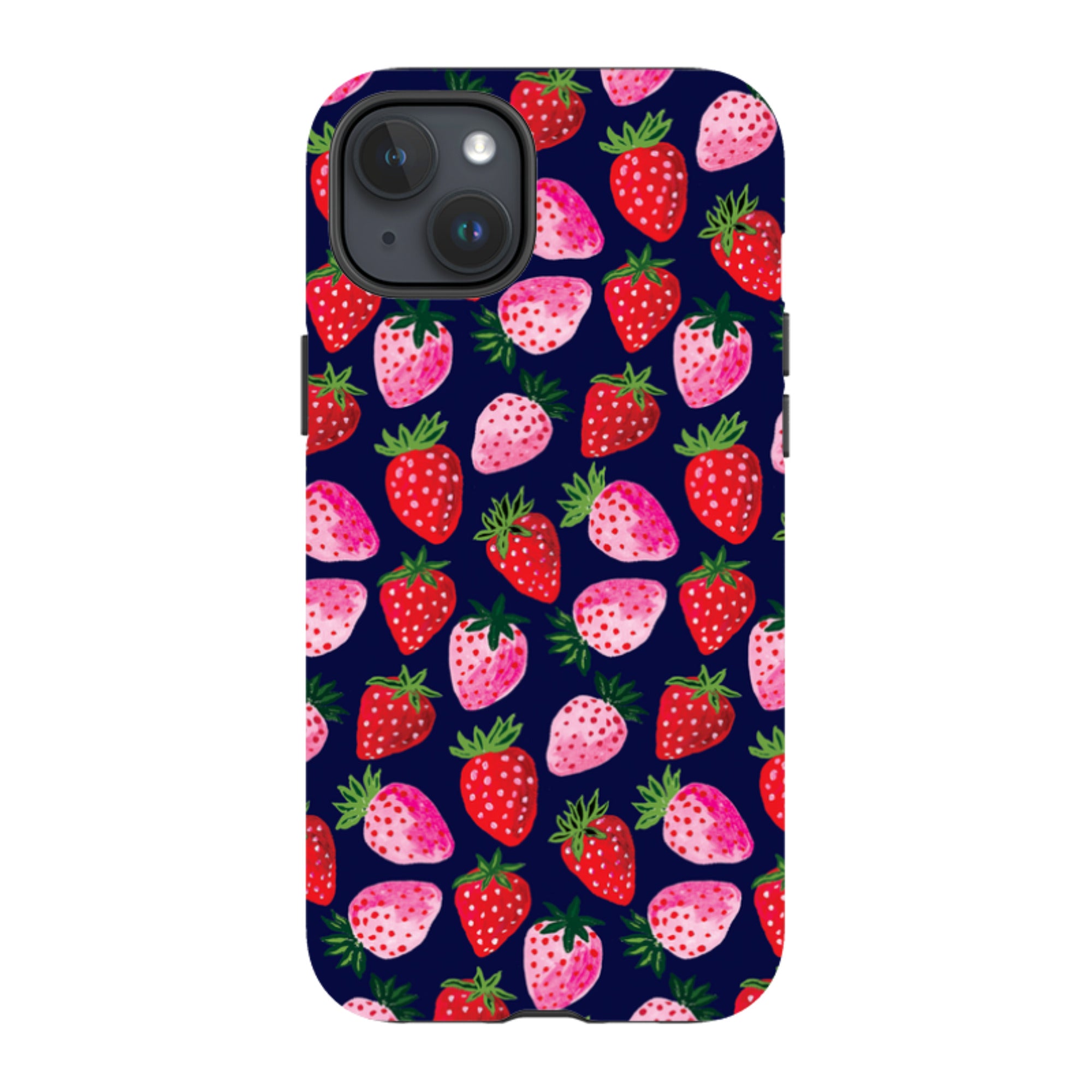 iPhone Tough Case - Strawberry Scatter Navy By Emma Frances Grant