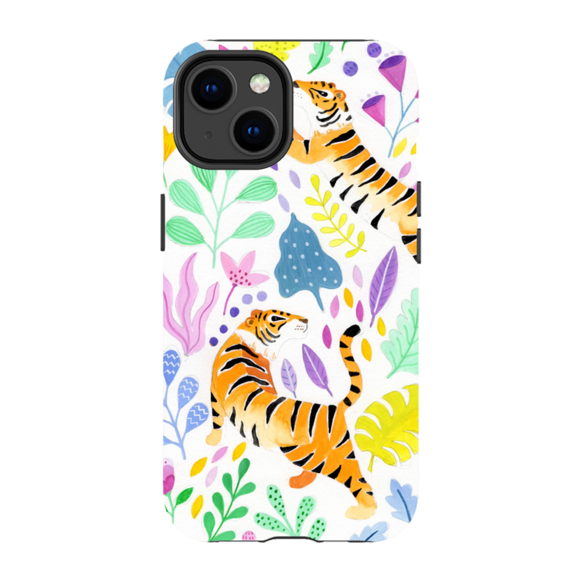 iPhone Tough Case - Tigers And Flowers By Bex Parkin