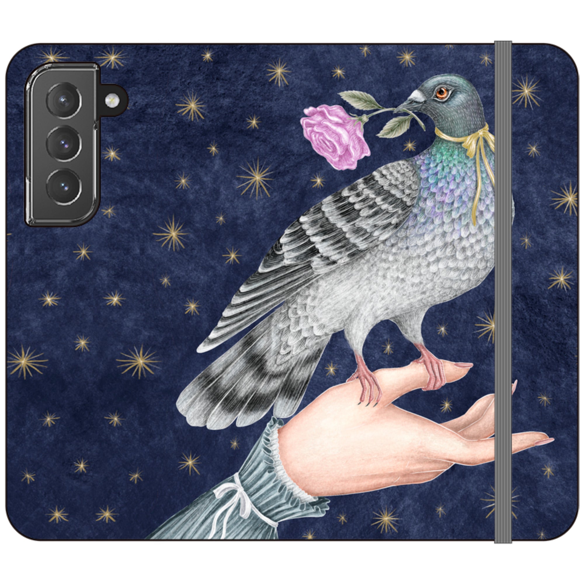 Pigeon With Rose Wallet Case By Catherine Rowe