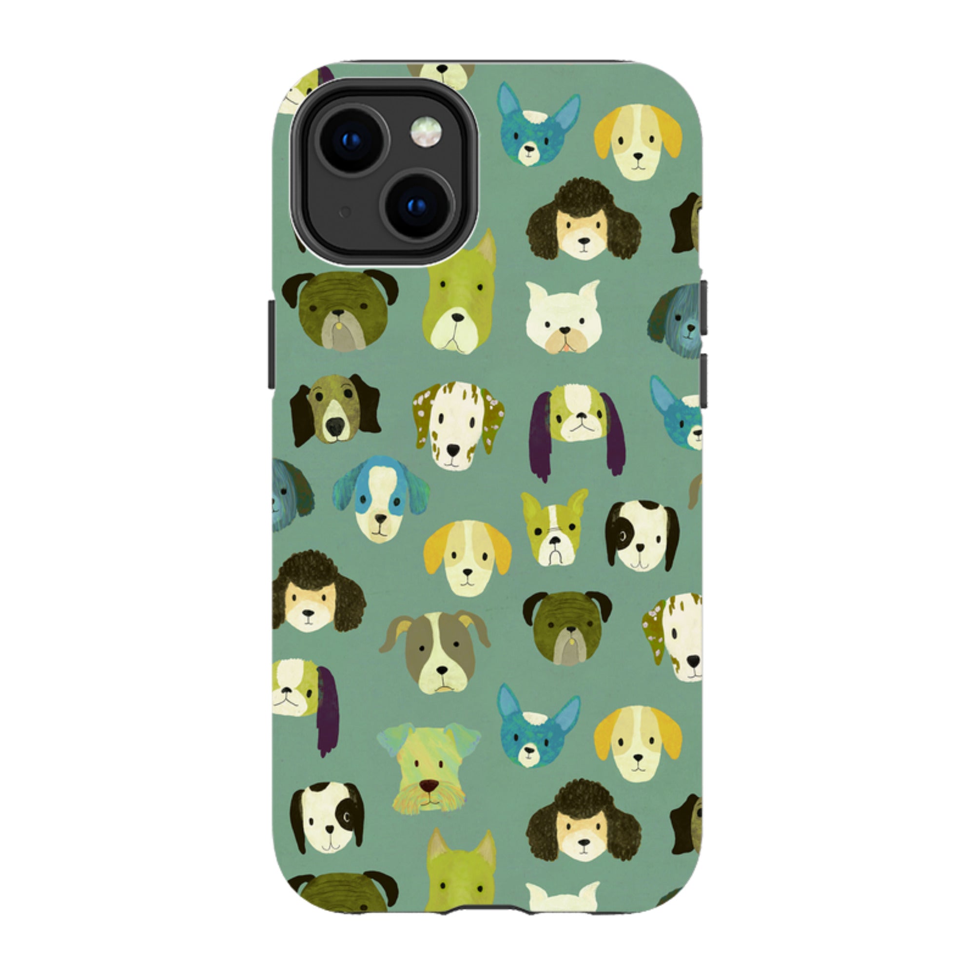 iPhone Tough Case - Dog Heads Green By Katherine Quinn