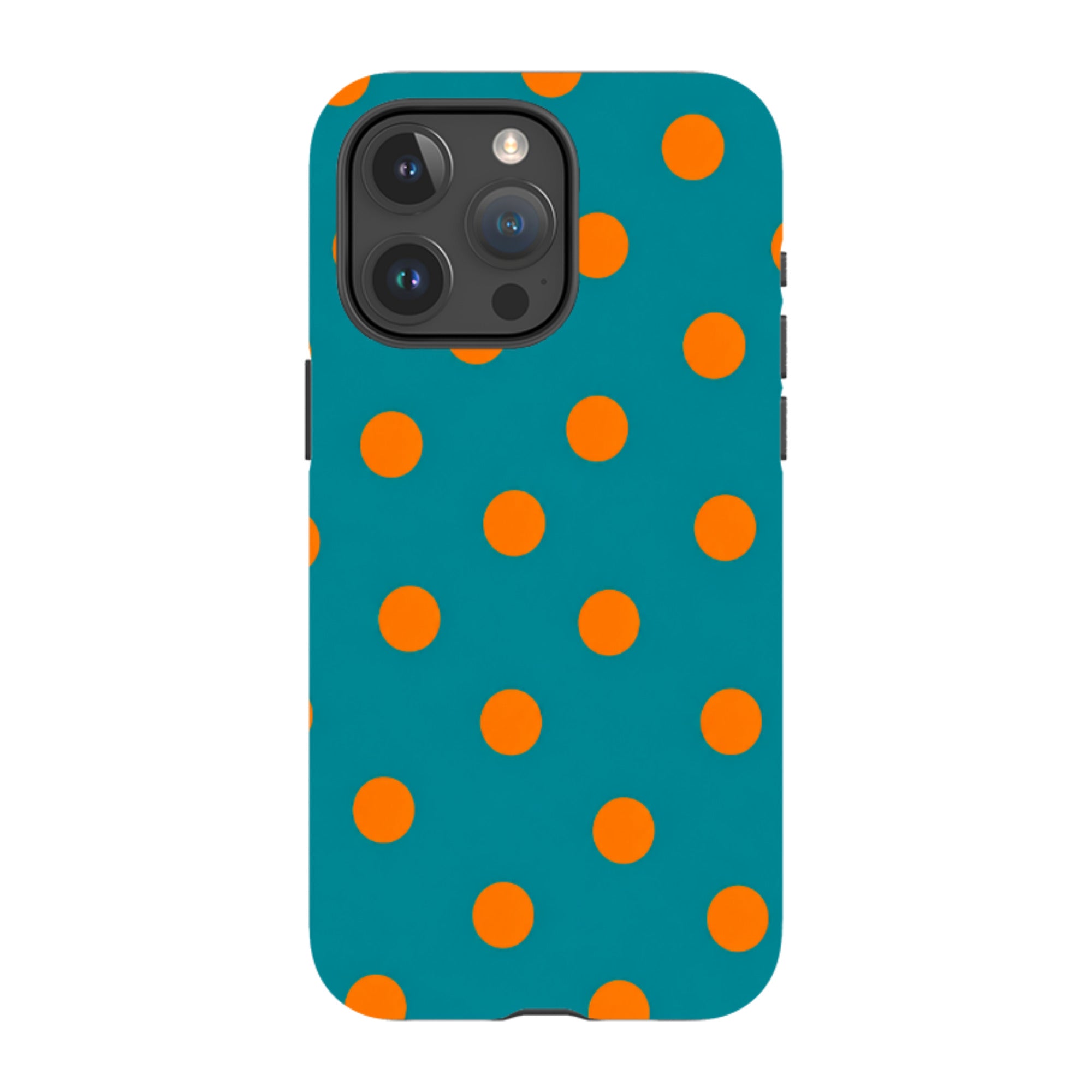 iPhone Tough Case - Teal & Orange Polka Dot