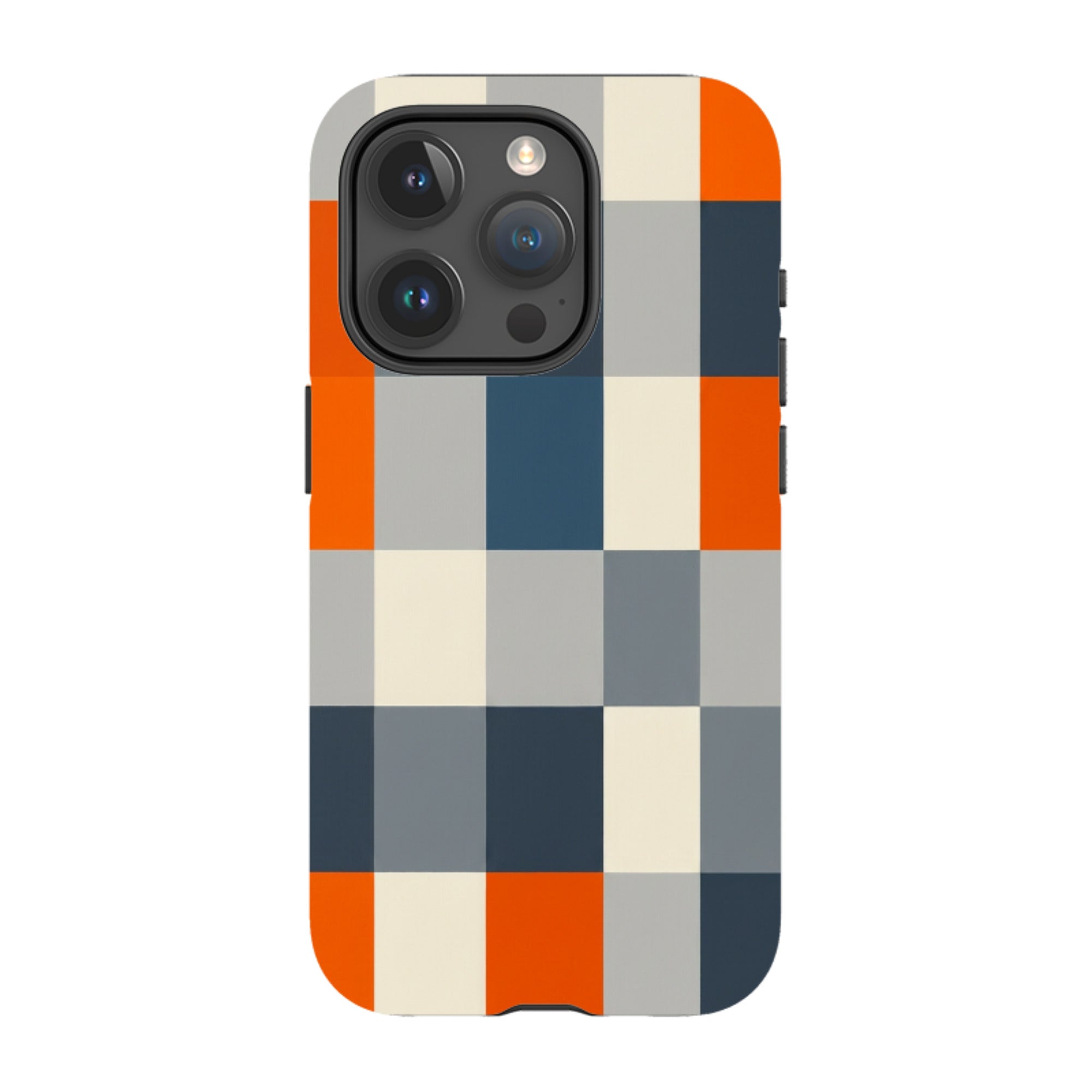 iPhone MagSafe Tough Case - Navy Blue & Orange Plaid