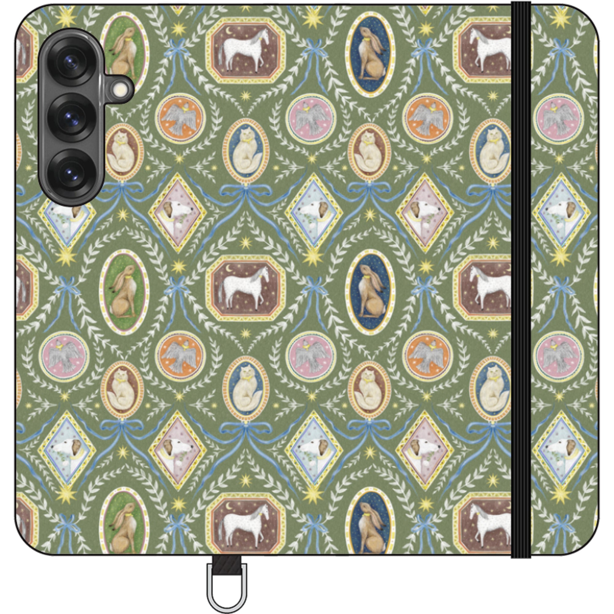 Charleston Moss Green Wallet Case By Catherine Rowe