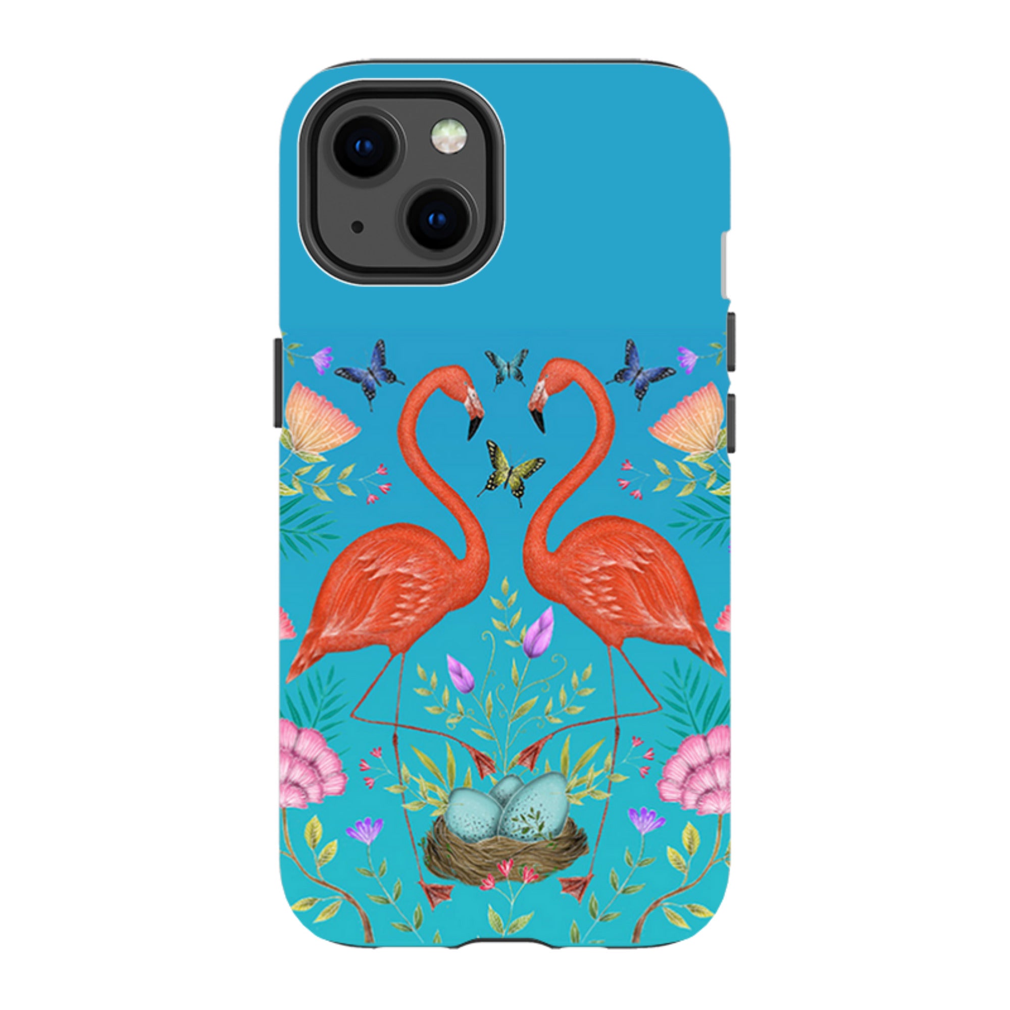 iPhone Tough Case - Flamingos And Flowers By Catherine Rowe
