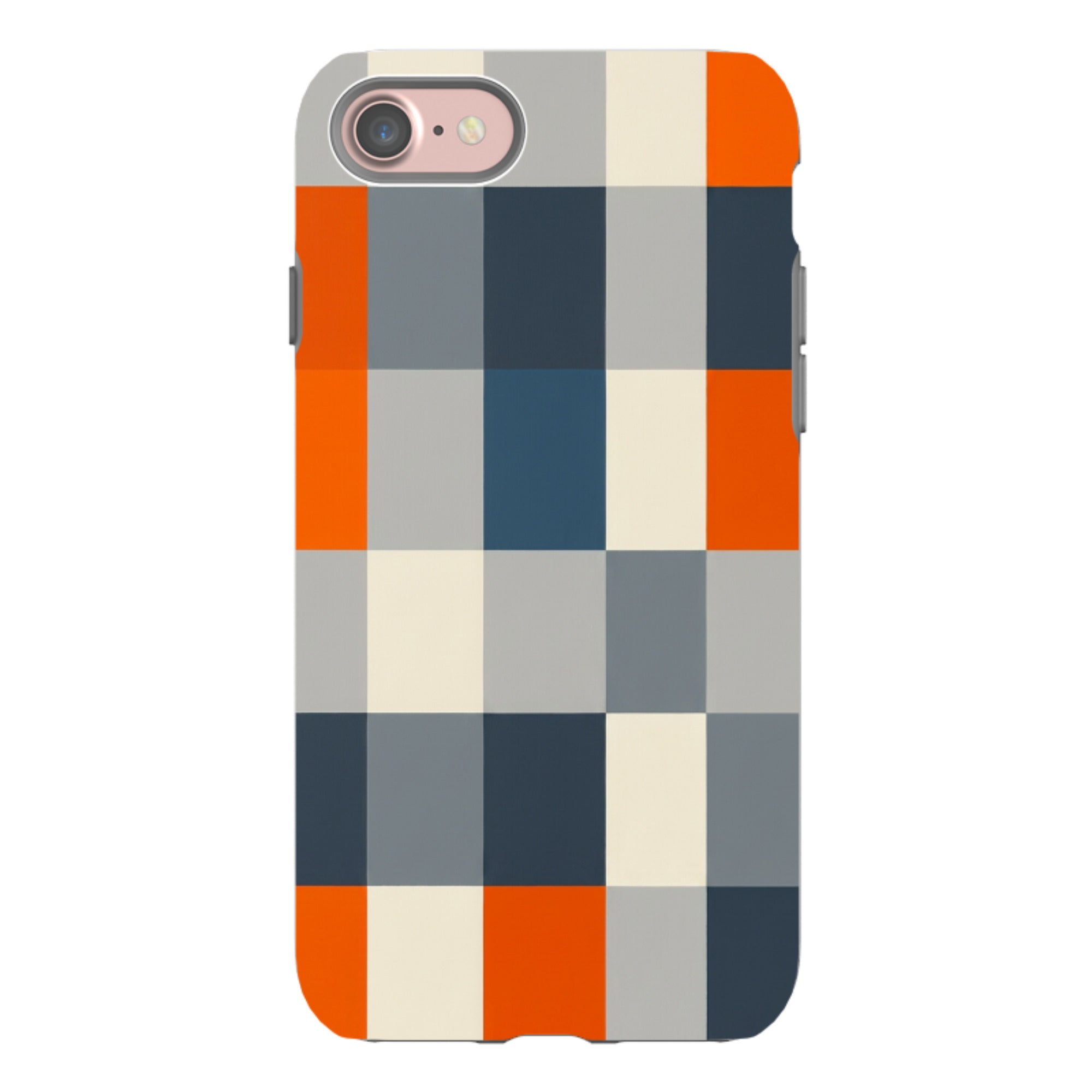 iPhone Tough Case - Navy Blue & Orange Plaid