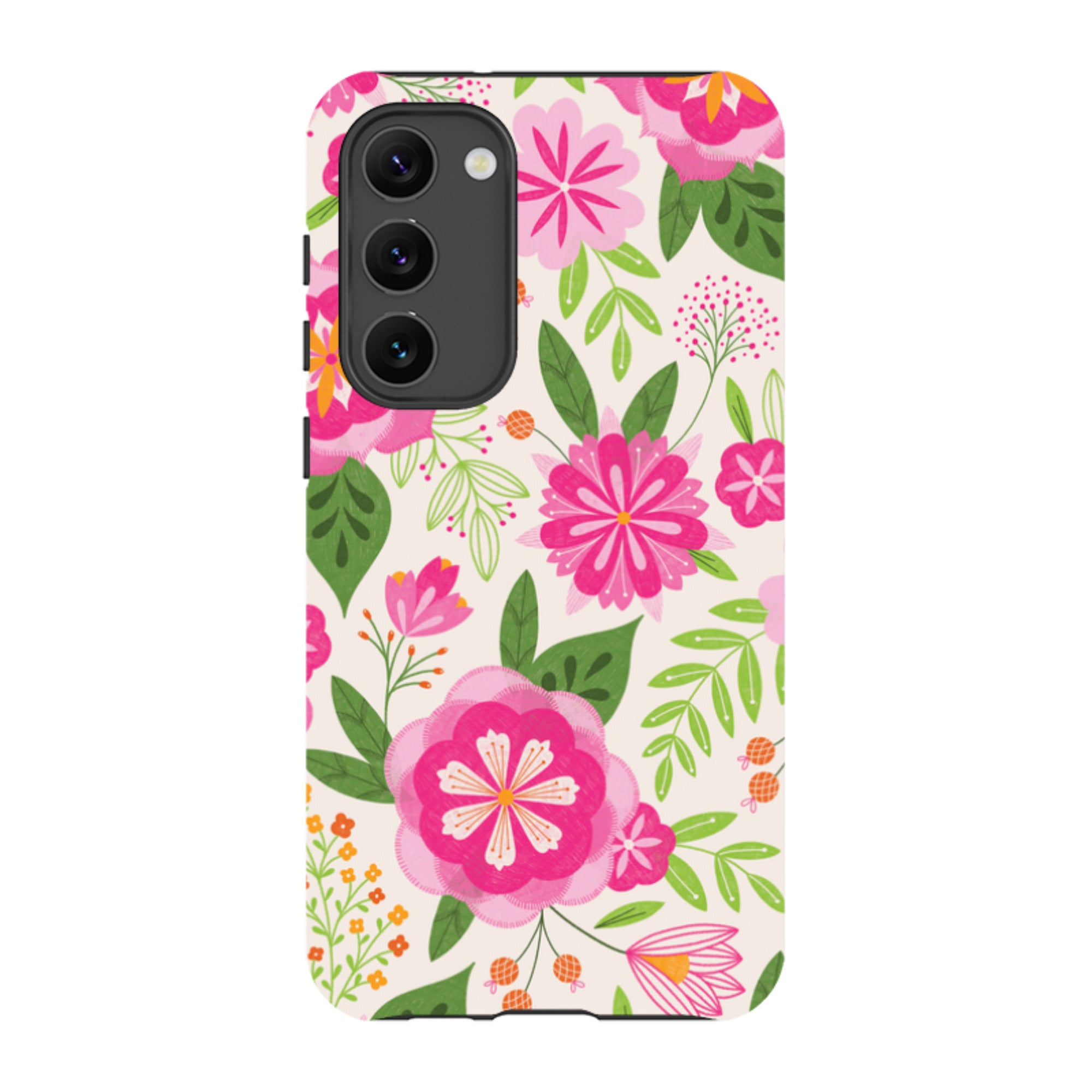 Samsung Tough Case - Big Bold Blooms Ivory By Jenny Zemanek