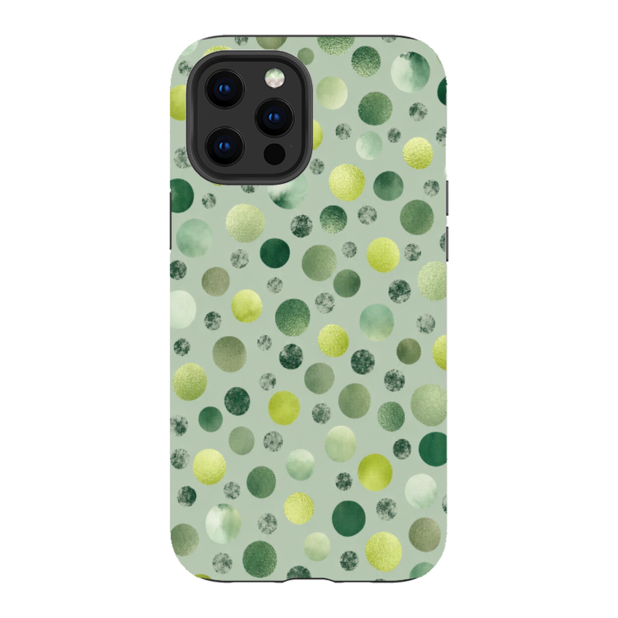 iPhone Tough Case - Sage Green Polka Dot
