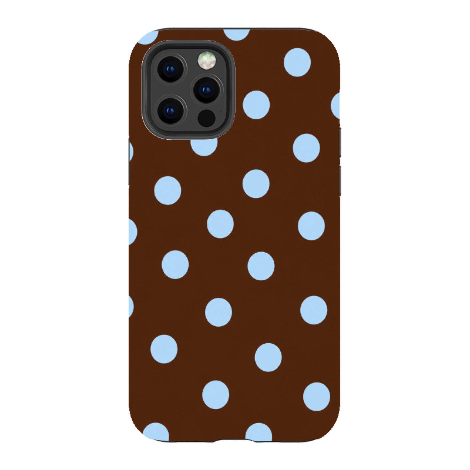 iPhone Tough Case - Chocolate Brown & Baby Blue Polka Dot