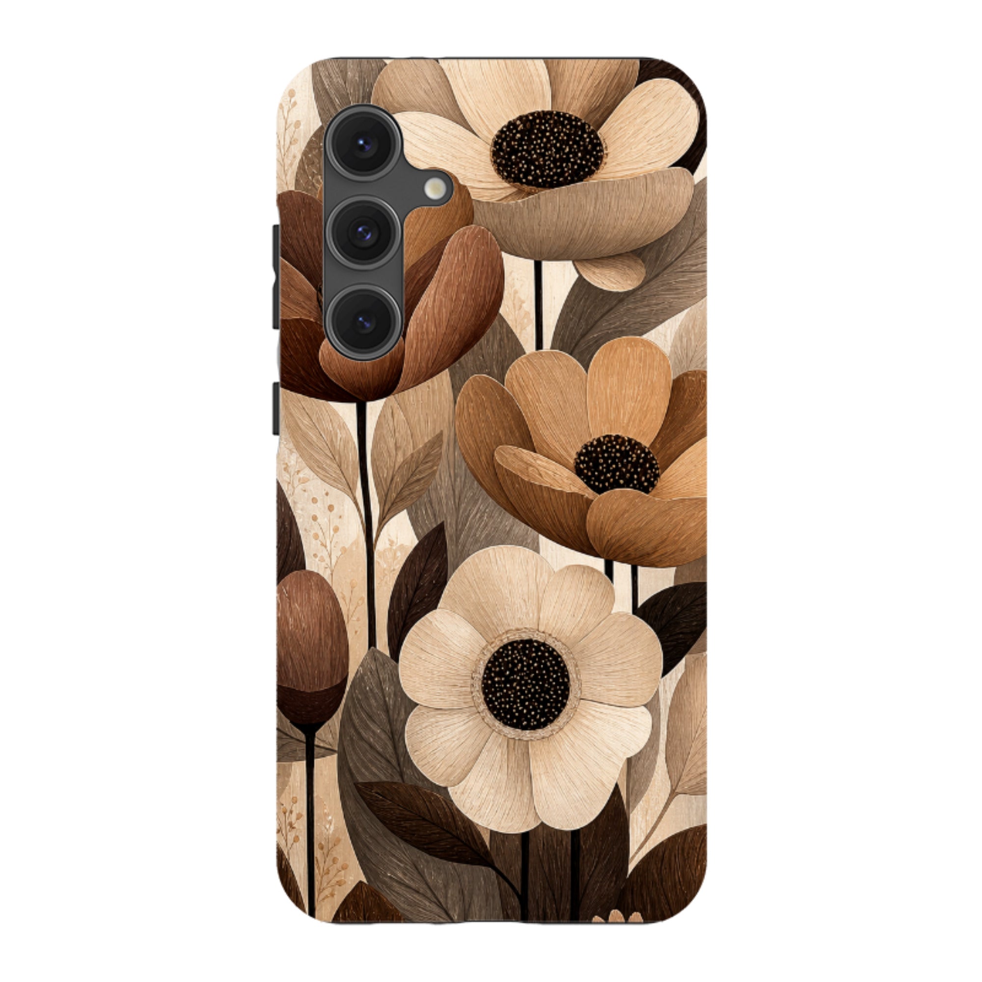 Samsung Tough Case - Chocolate Woodgrain Floral