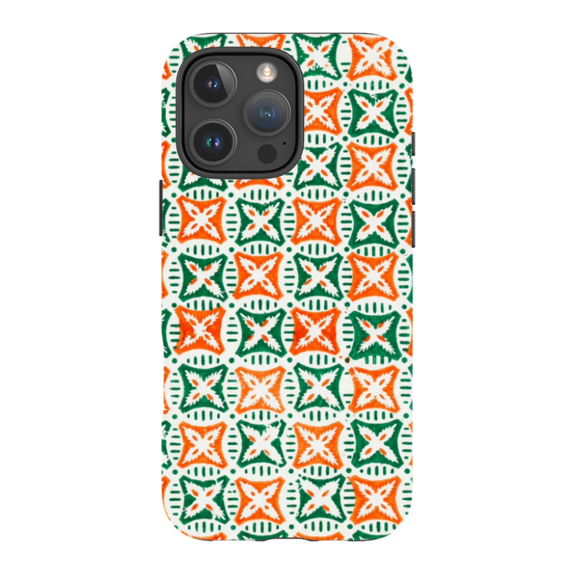 iPhone Tough Case - Orange & Green Tile