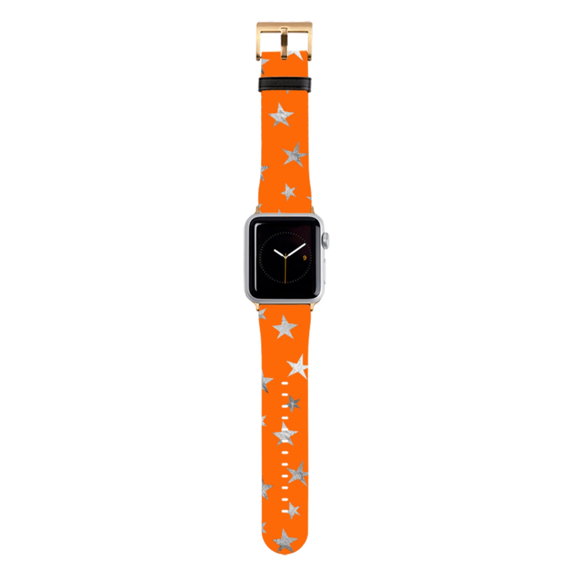Orange and Silver Stars Apple Watch Strap