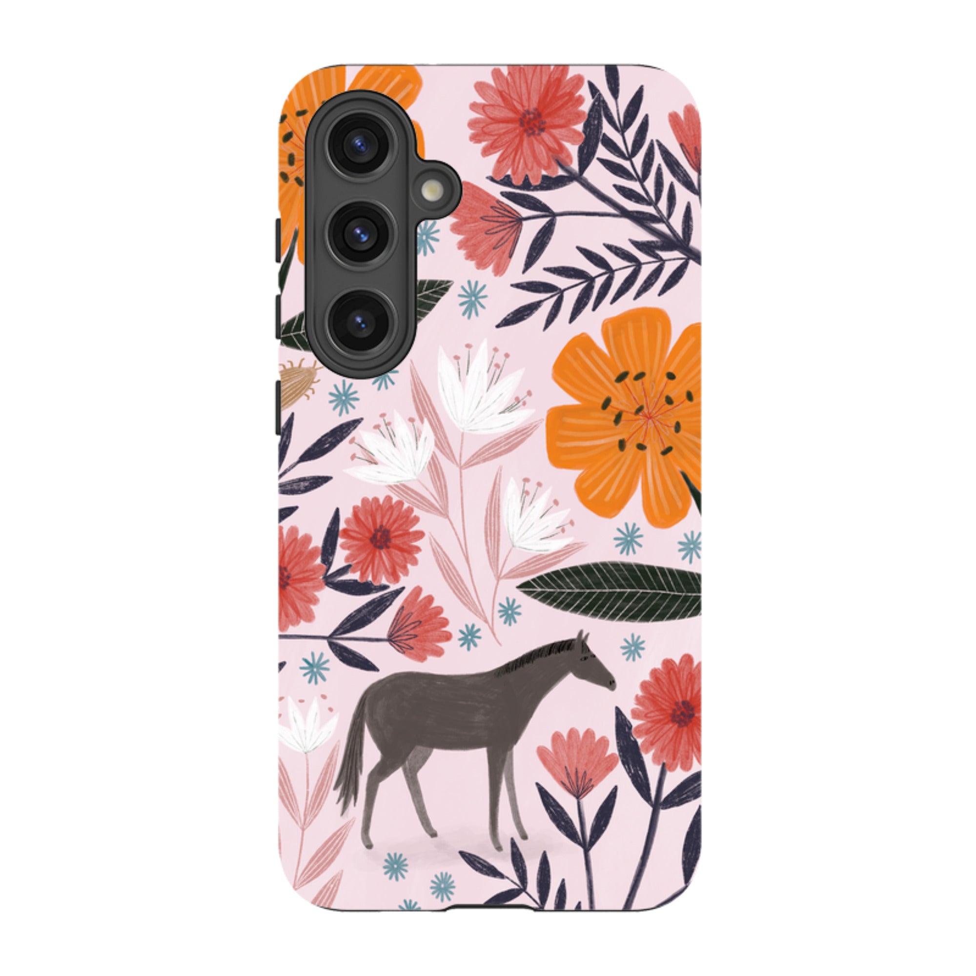 Samsung Tough Case - Pink Horse Floral By Lee Foster Wilson