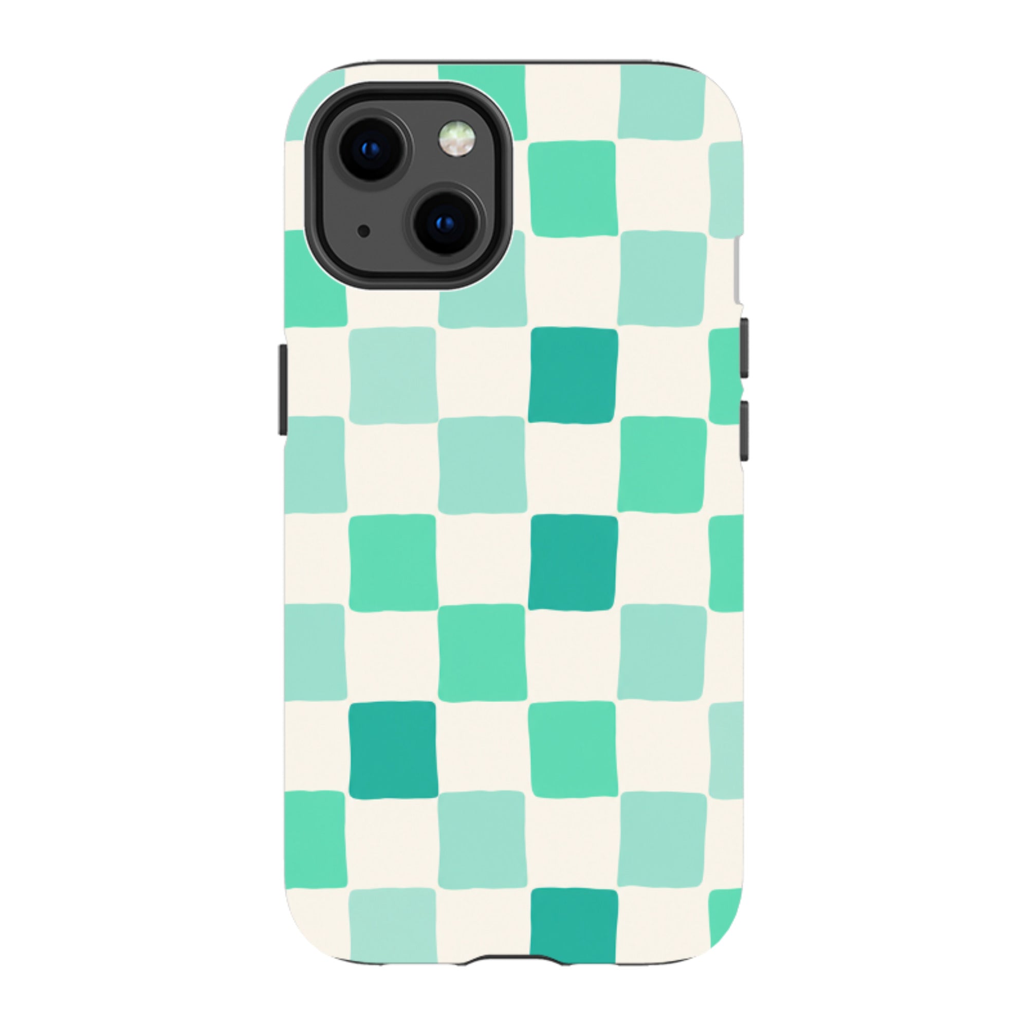 iPhone Tough Case - Mint Green Checkerboard