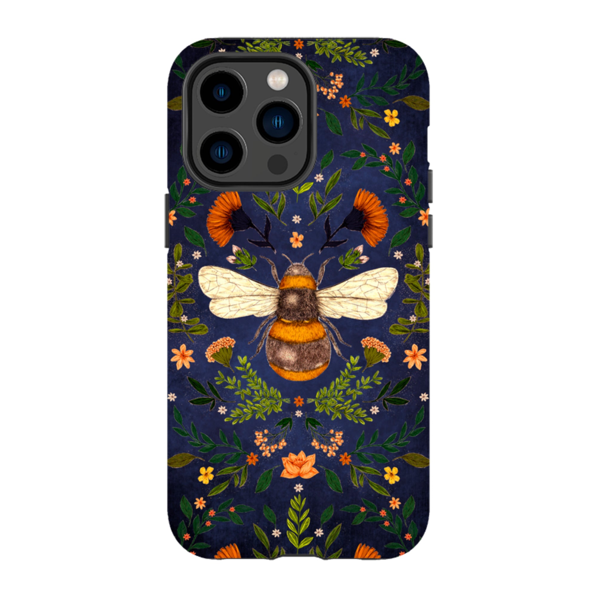 iPhone MagSafe Tough Case -  Botanical Bee Blue By Jade Mosinski