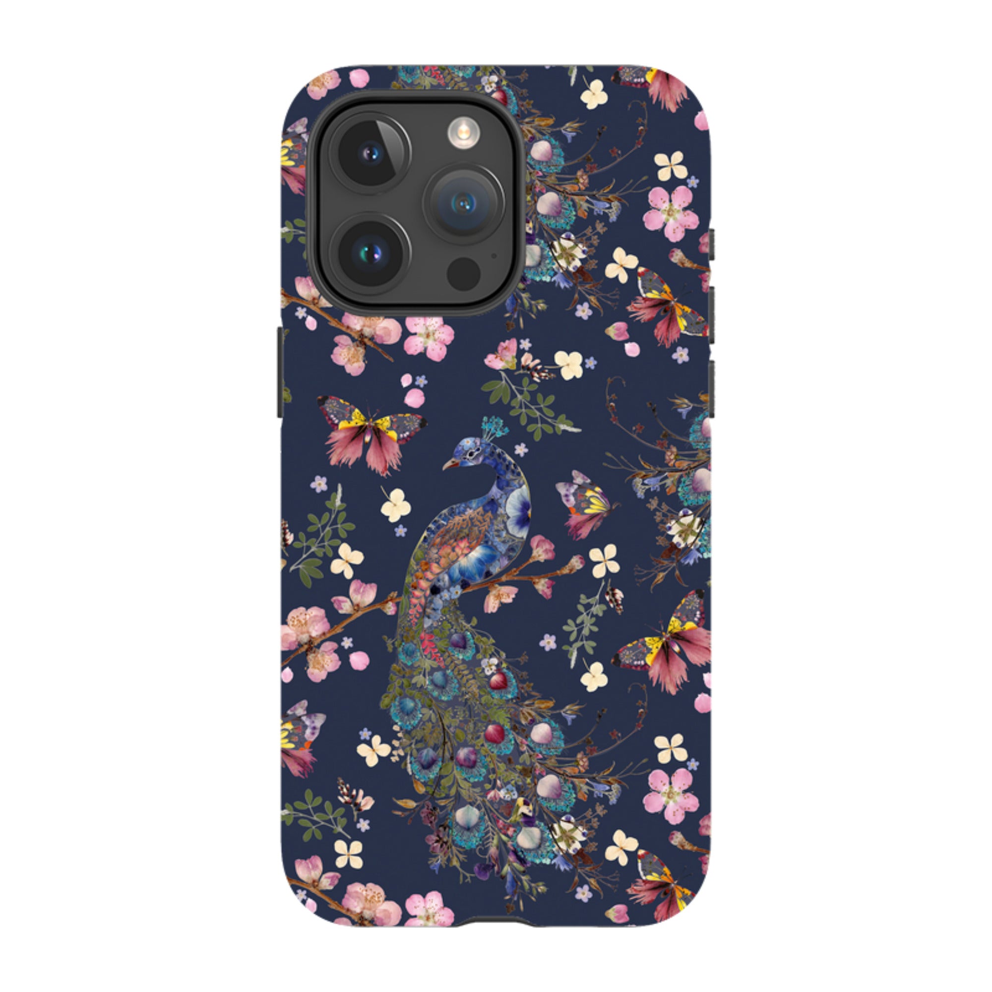 iPhone Tough Case - Peacock and Cherry Blossoms Iris By Helen Ahpornsiri