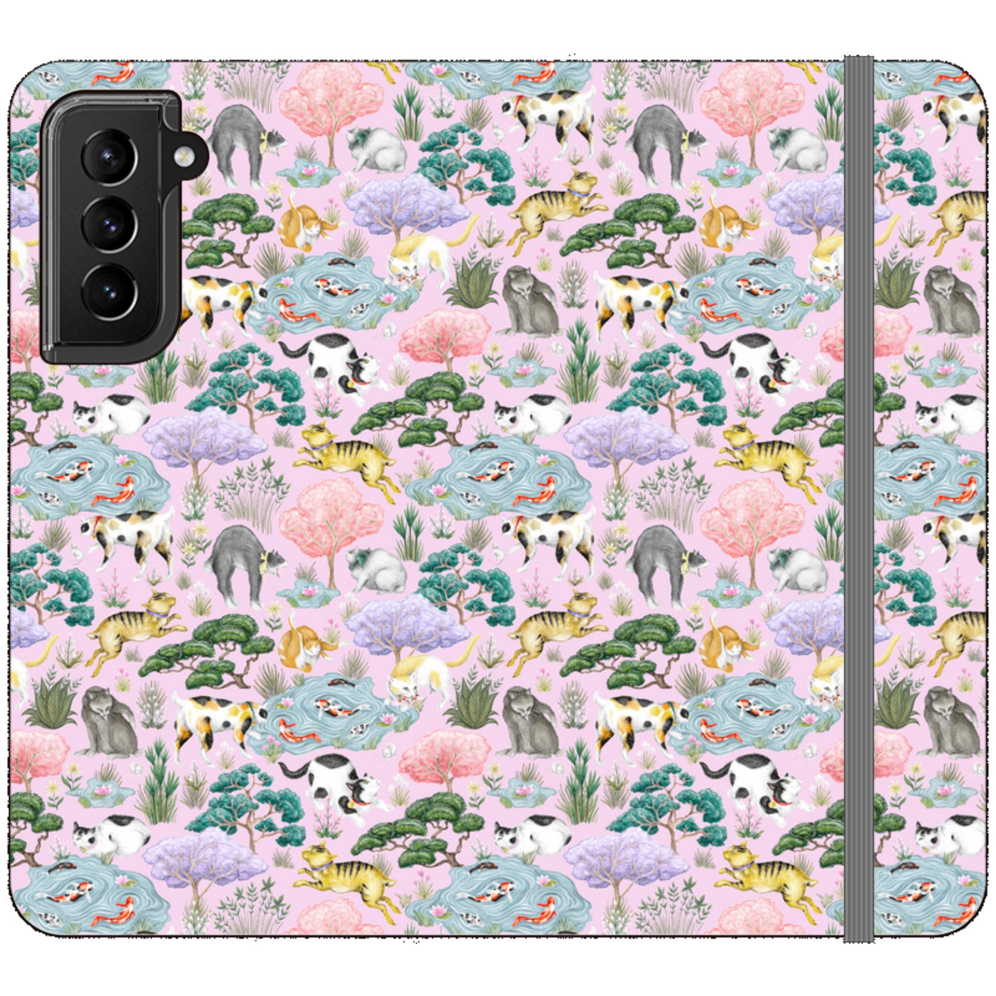 Cat Garden Wallet Case By Catherine Rowe
