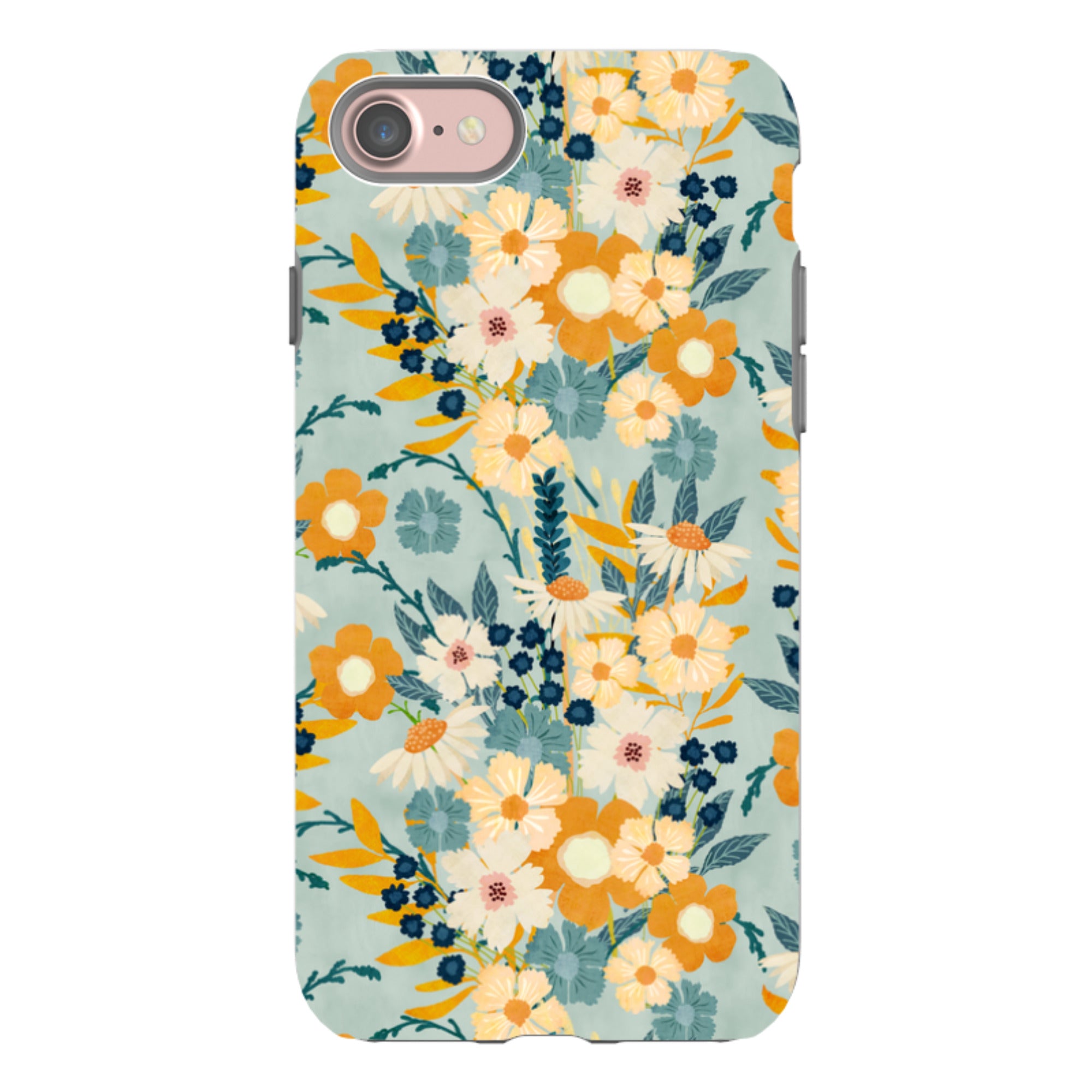 iPhone Tough Case - Yellow And Blue Floral By Katherine Quinn