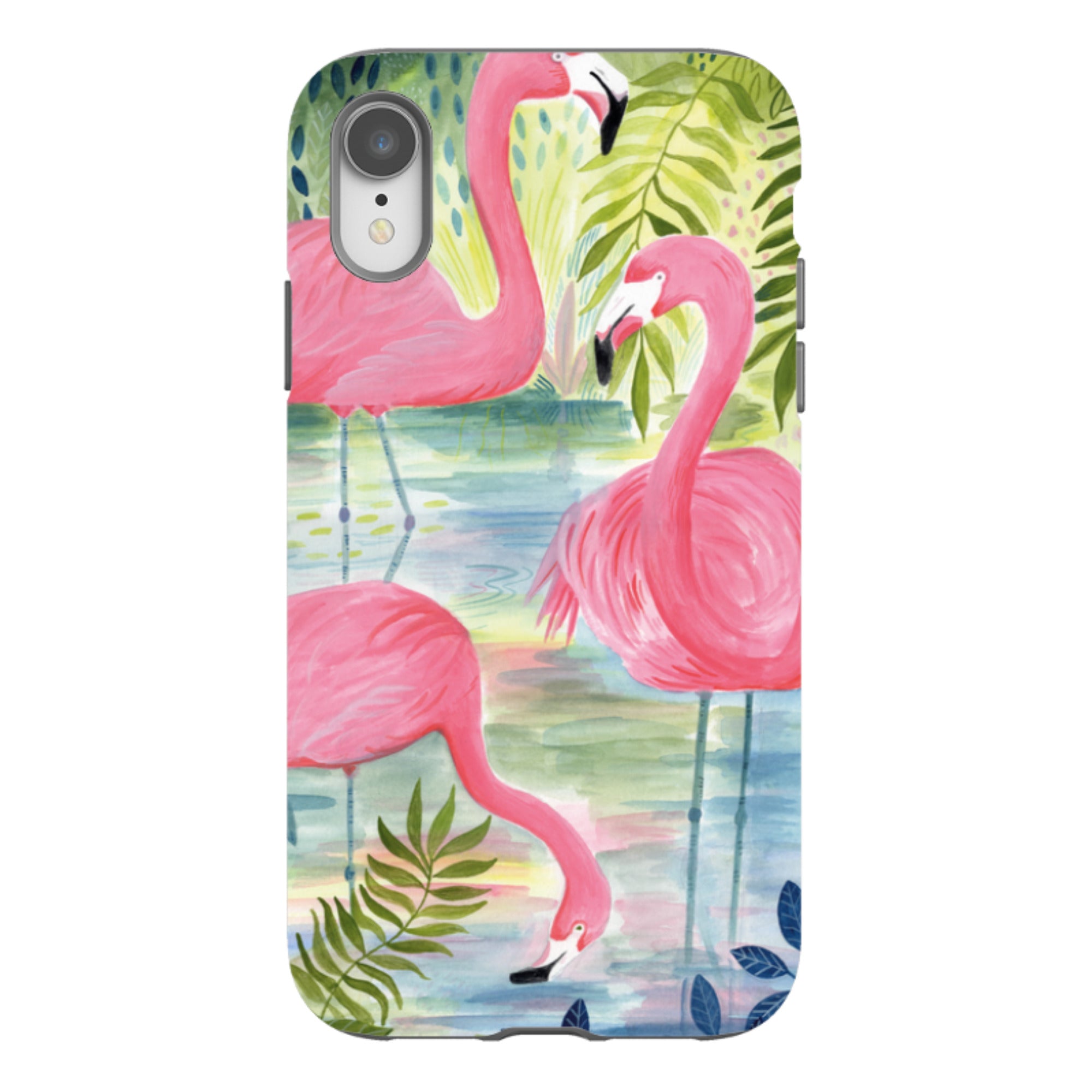 iPhone Tough Case - Three Flamingo By Bex Parkin